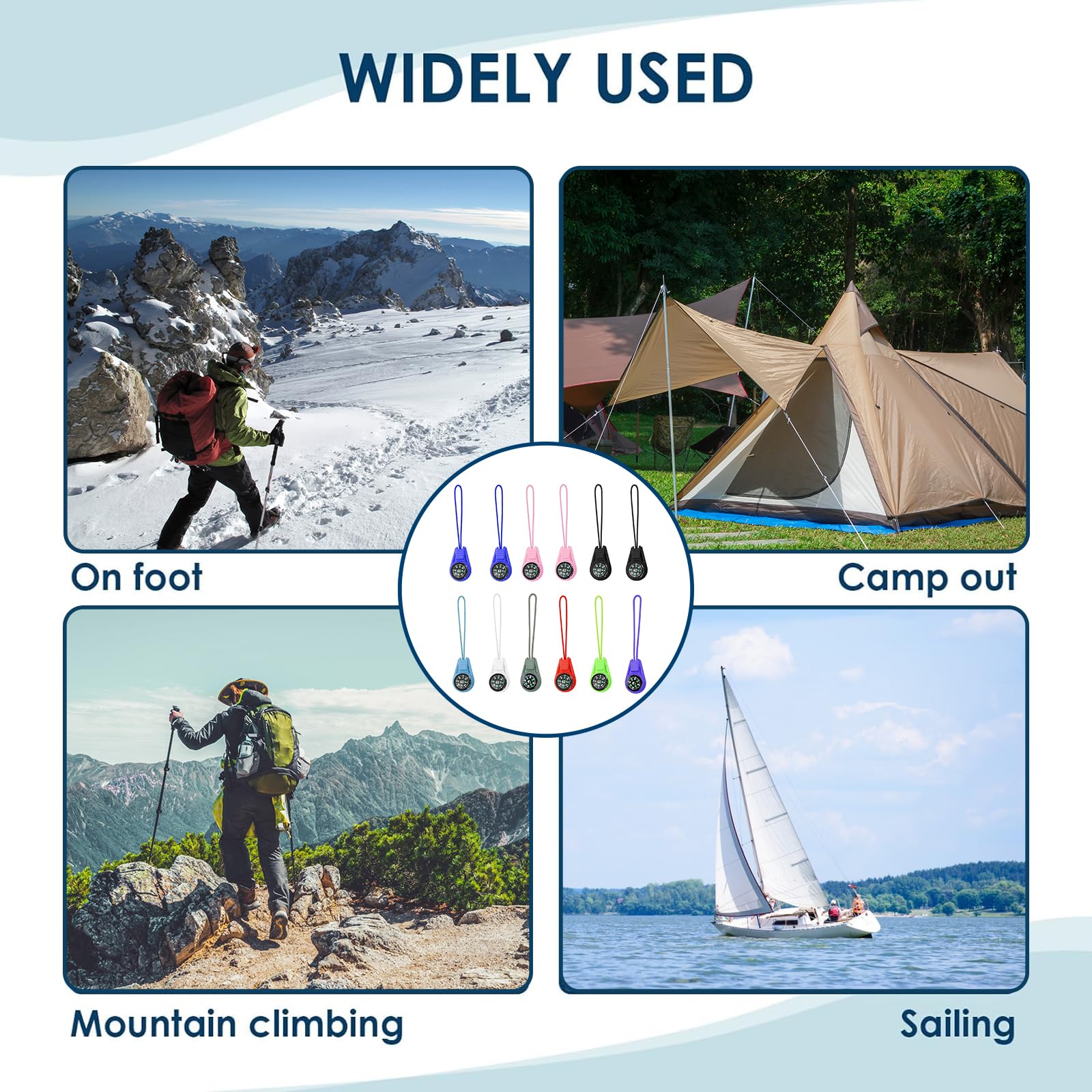 12 Stück Mini-Kompass Set - Multicolor Outdoor Kompasse Für Camping & Wandern