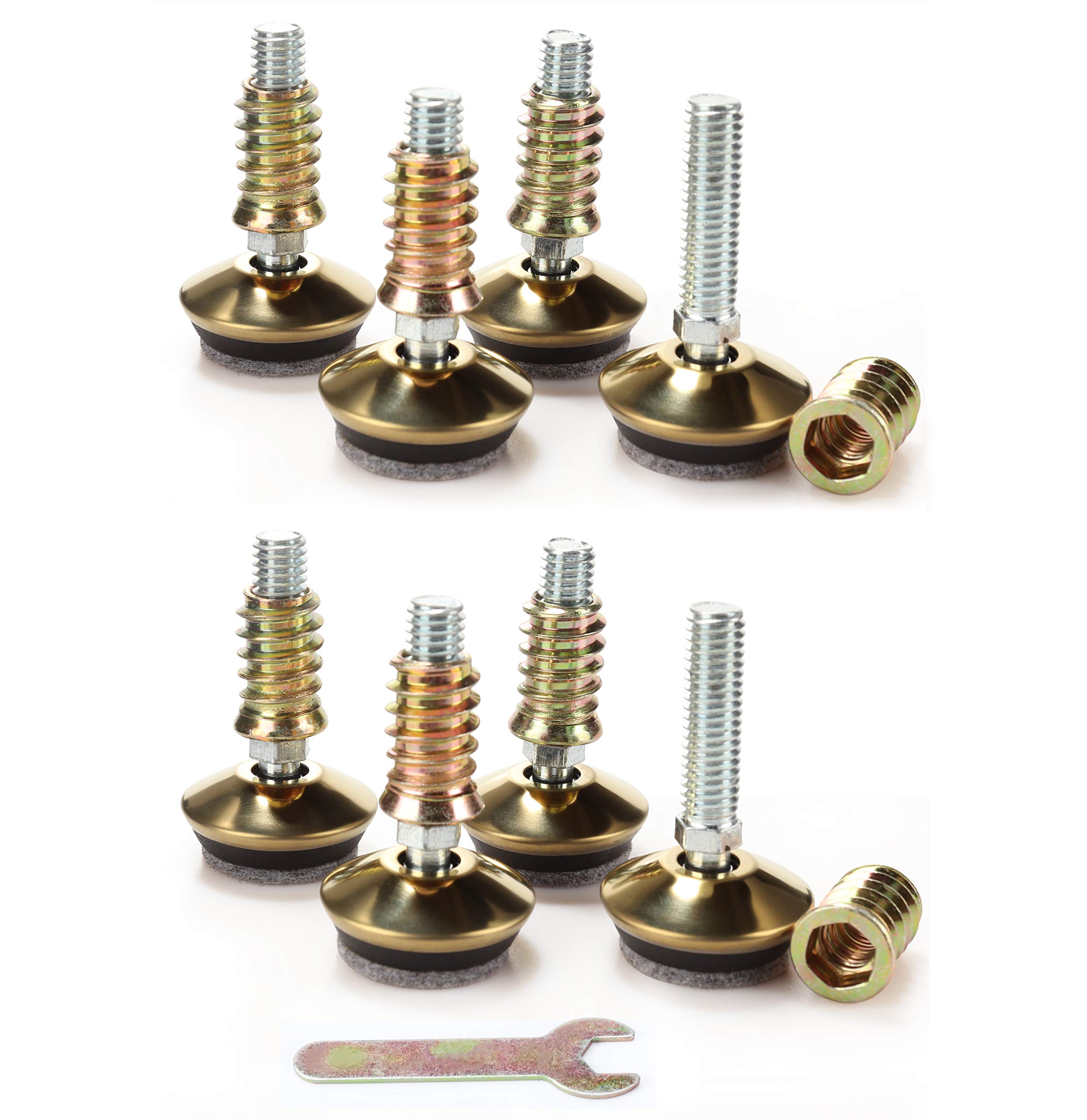 Swivel Furniture Levelers - Glide regolabile per tablet - Fully Threaded regolabile altezza 0,9" fino a 1,28"-1,35" Dia. Base, 3/8"-16 Thread (C-8PK)