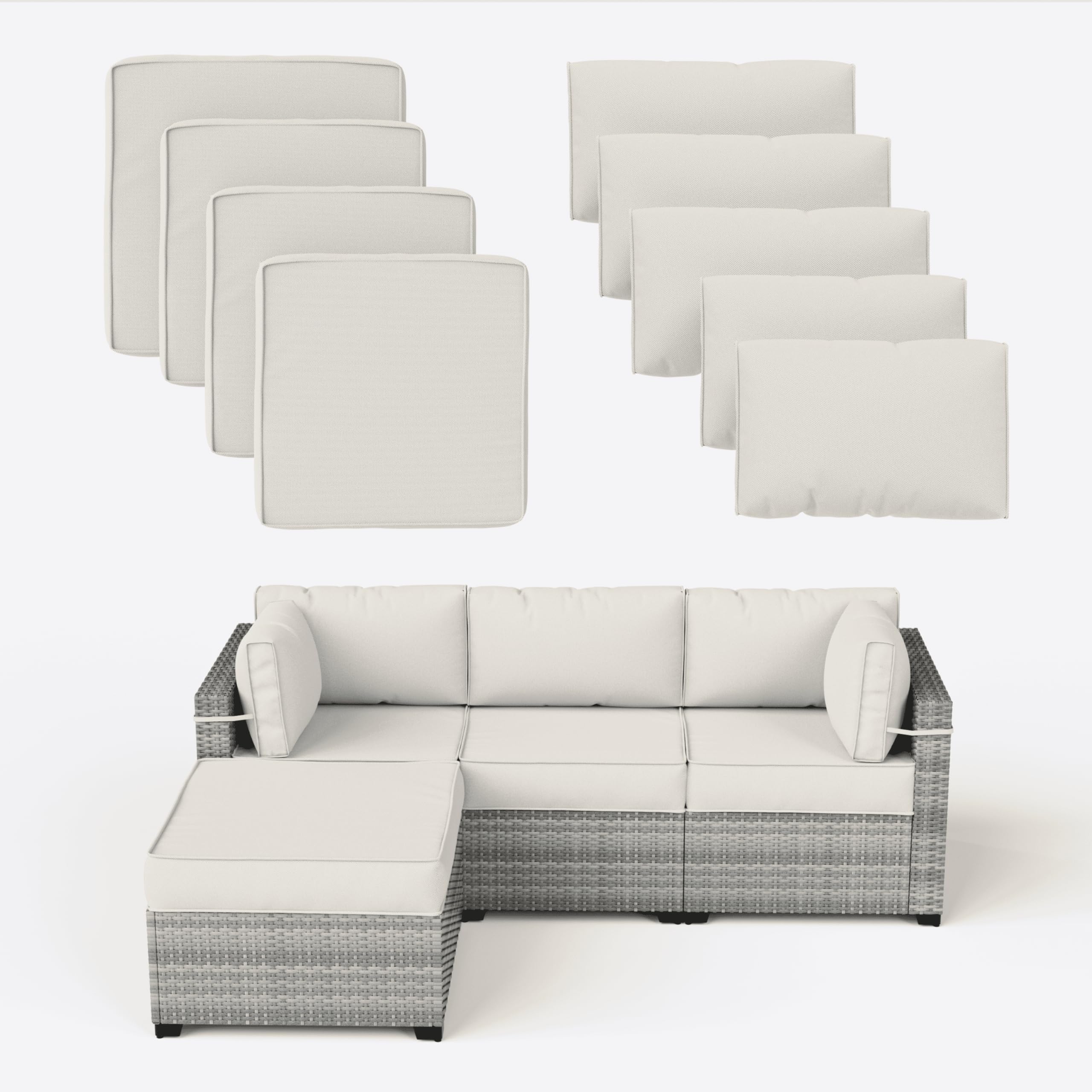 Kimunuk 9 Pcs Patio Cushion Covers Outdoor Patio Cushions Covers, Replacement Waterproof with Zipper for 5 Pcs Patio Furniture Set, Patio Sofa Couch 4 Sizes, Covers Only