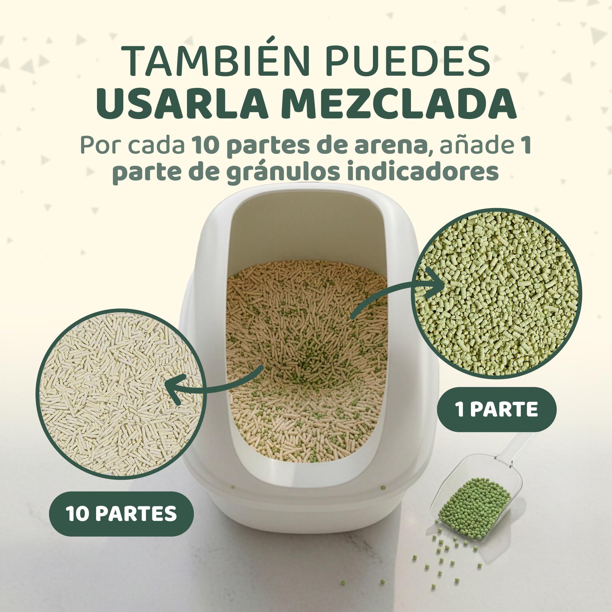 Arena de Tofu para Gatos con Indicador de pH - Pack 2 (5,6 kg) Mayor Duración | Detecta Problemas Urinarios, Sin Polvo, Aglomerante, Antiolor, Biodegradable - Mokato