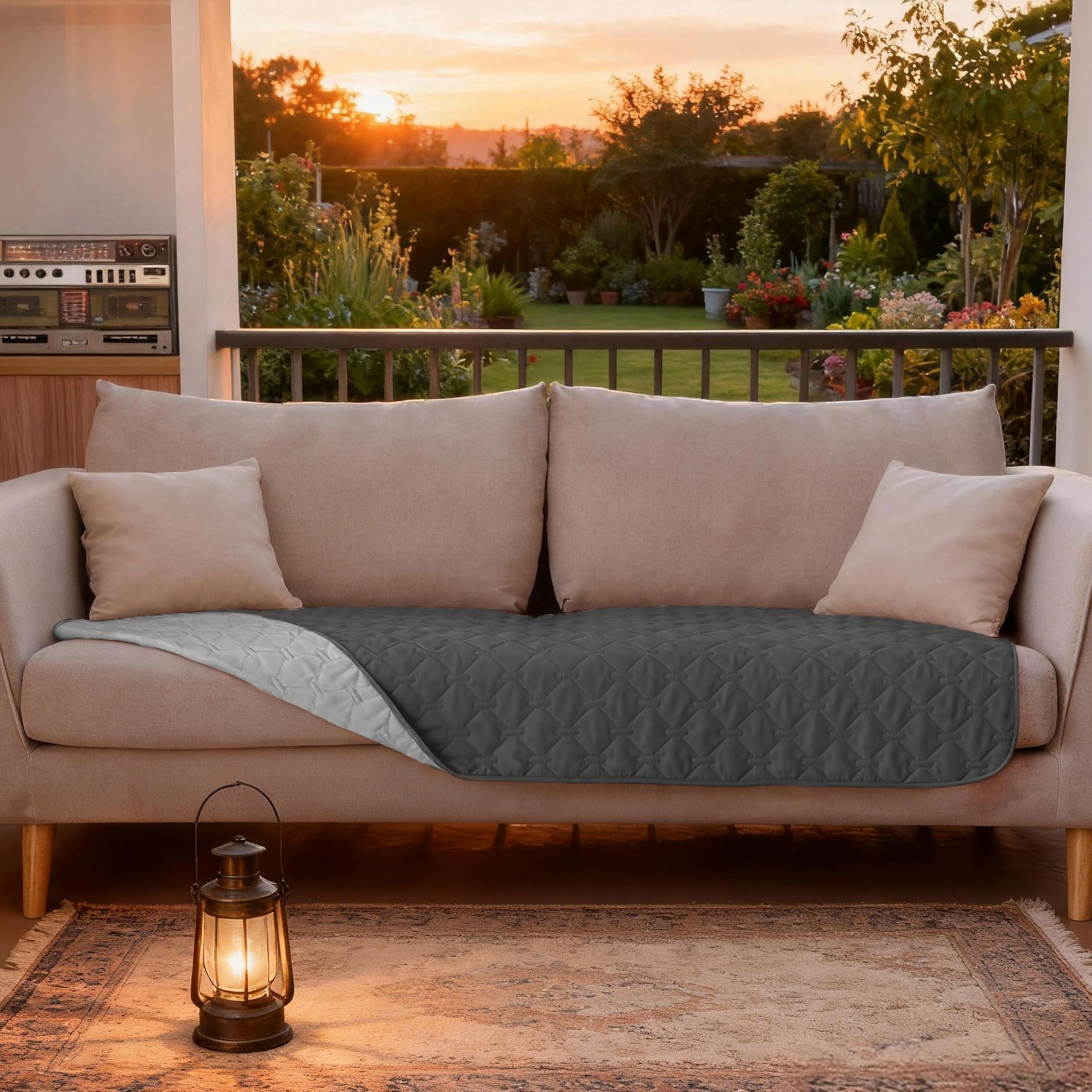 gogobunny 3X Stronger Waterproof Pet Blanket, Scratch Proof Furniture Protector for Dogs Cats, Reversible Cover 30x70 Inch, Dark Grey/Light Grey - 5