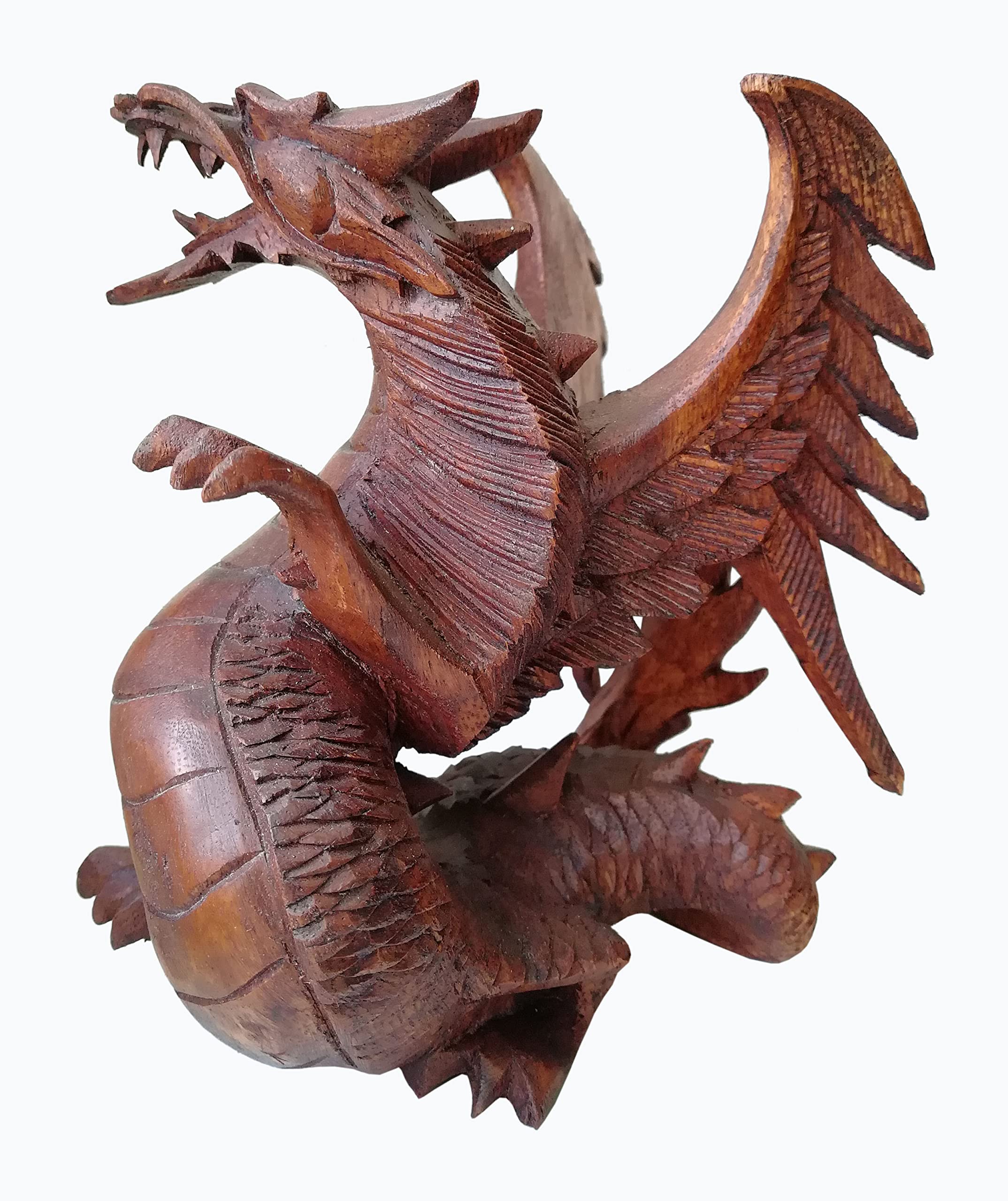 15 cm Drache - Schnitzerei aus Holz Figur als Geschenk-Idee zu Geburtstag Weihnachten zur Dekoration Handarbeit Feng Shui Drache02