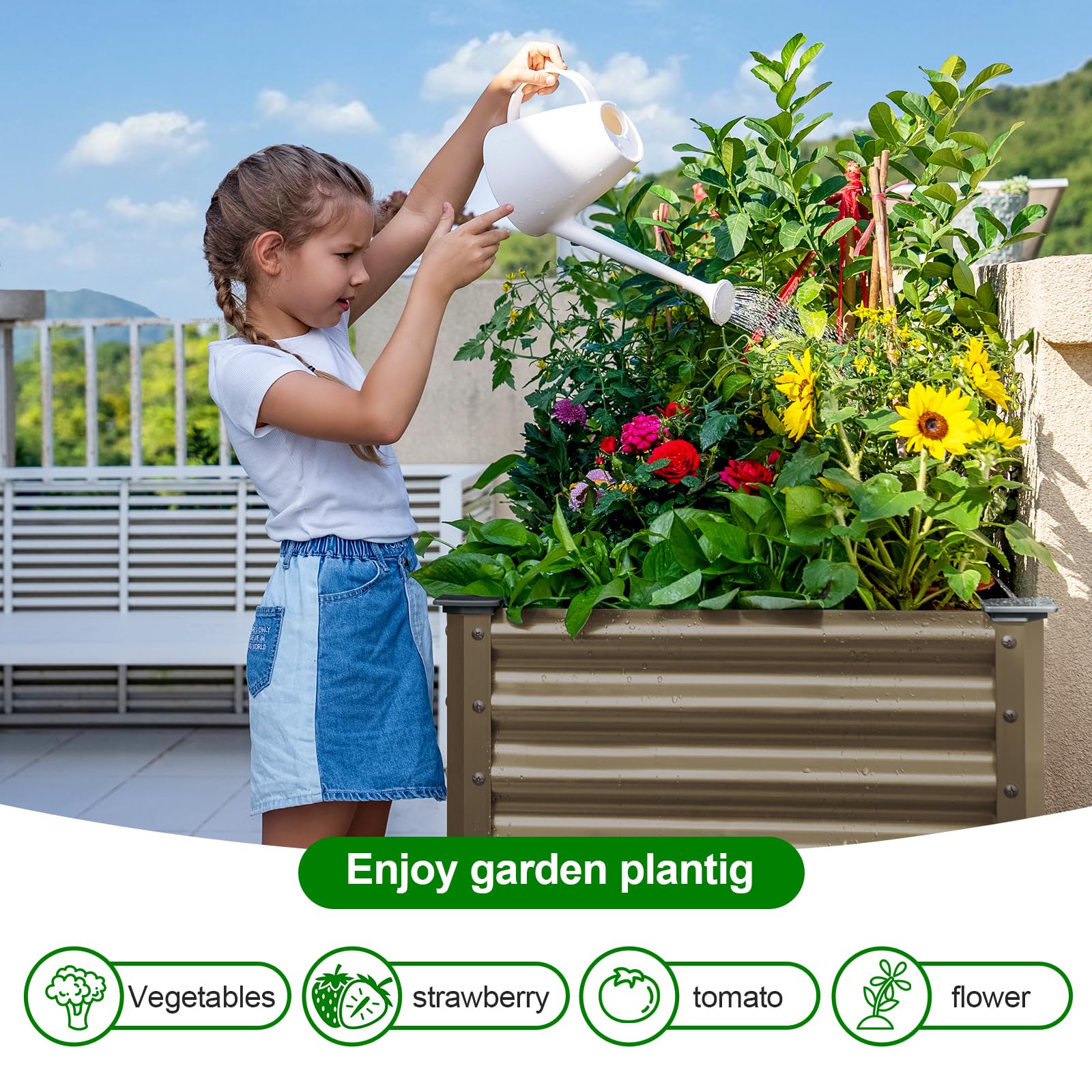 Land Guard Kit per aiuola rialzata zincata, fioriera zincata Scatole da giardino rialzate all'aperto, grandi aiuole da giardino rialzate in metallo