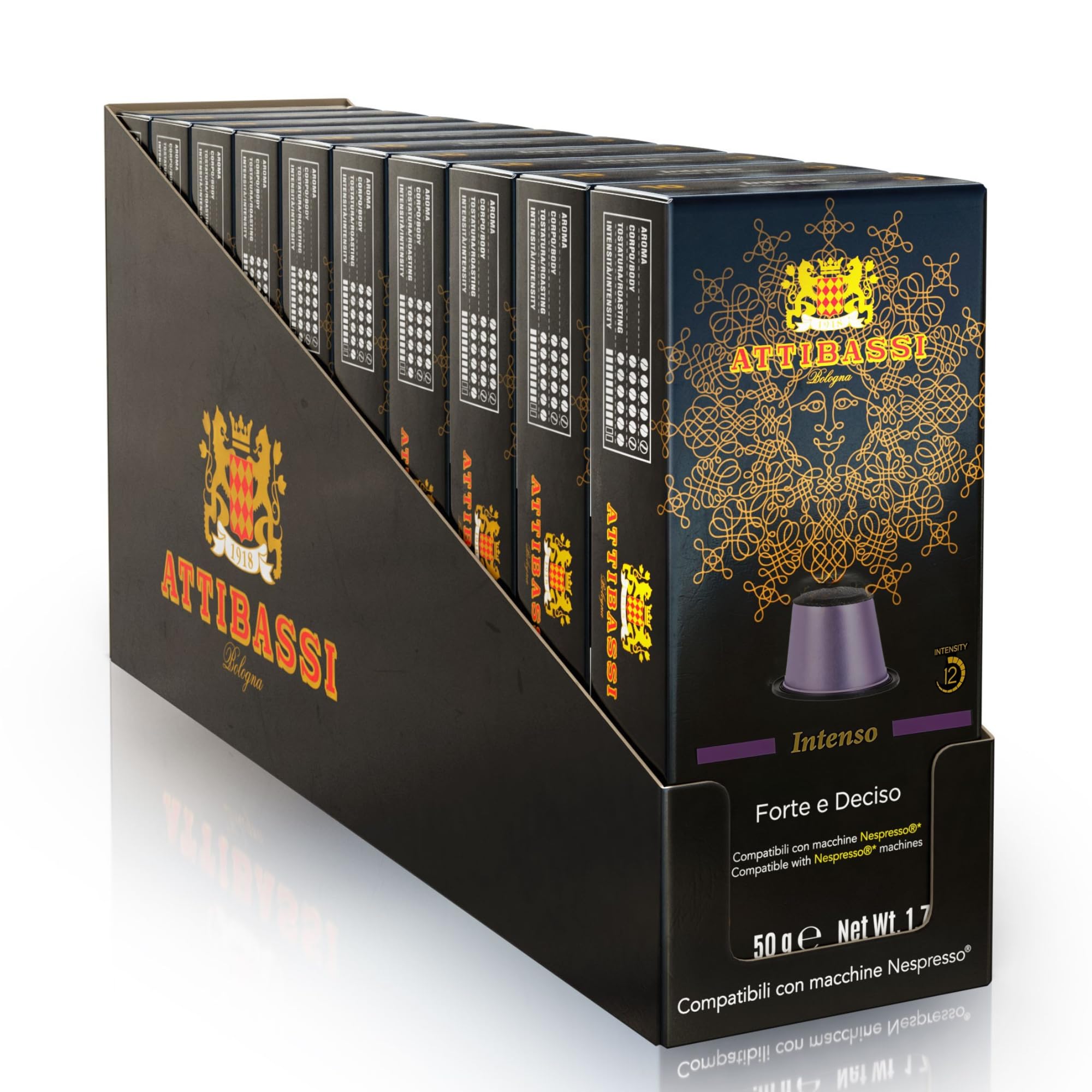 Intenso – 100 Espresso Capsules – Compatible with Original Line Machines – Strong Italian Roast – Full-Bodied Flavor – Made in Italy