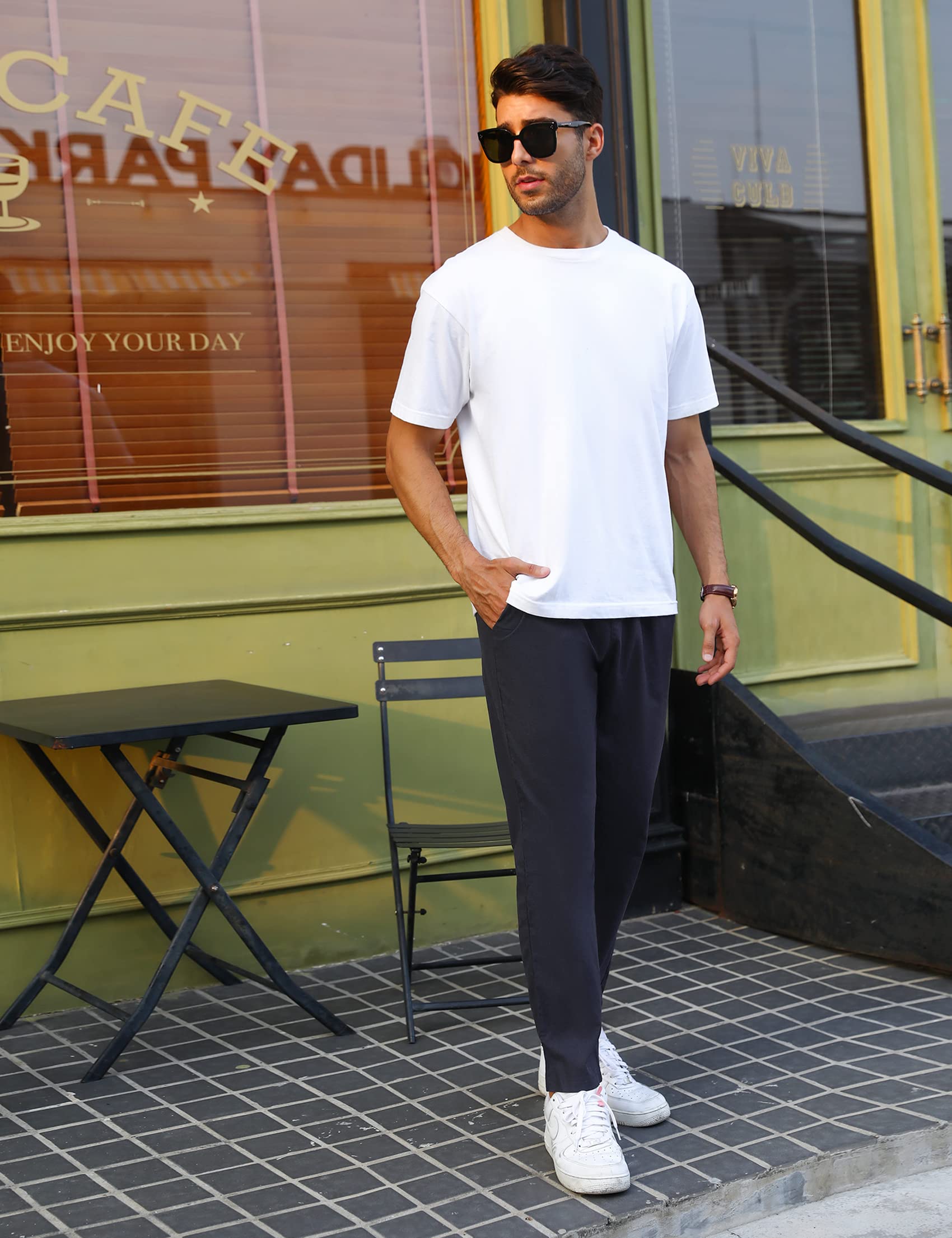Sykooria Pantaloni Uomo Casual Uomo Pantaloni Pantaloni della Tuta con Coulisse Pantalone a Gamba Dritta Sweatpants per Casual Vacanze Jogging