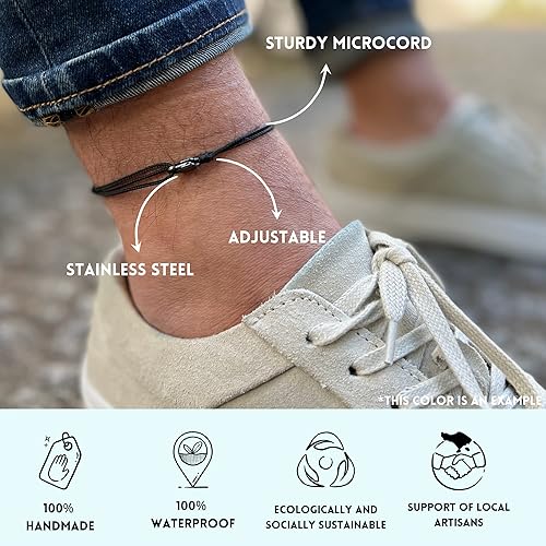 Miniatura 5 de Mens Surfer Anklet with Snap Hook Clasp - Ankle Bracelet Men or Women - Handmade Beach Jewelry - Music Festival Accessories - Waterproof &