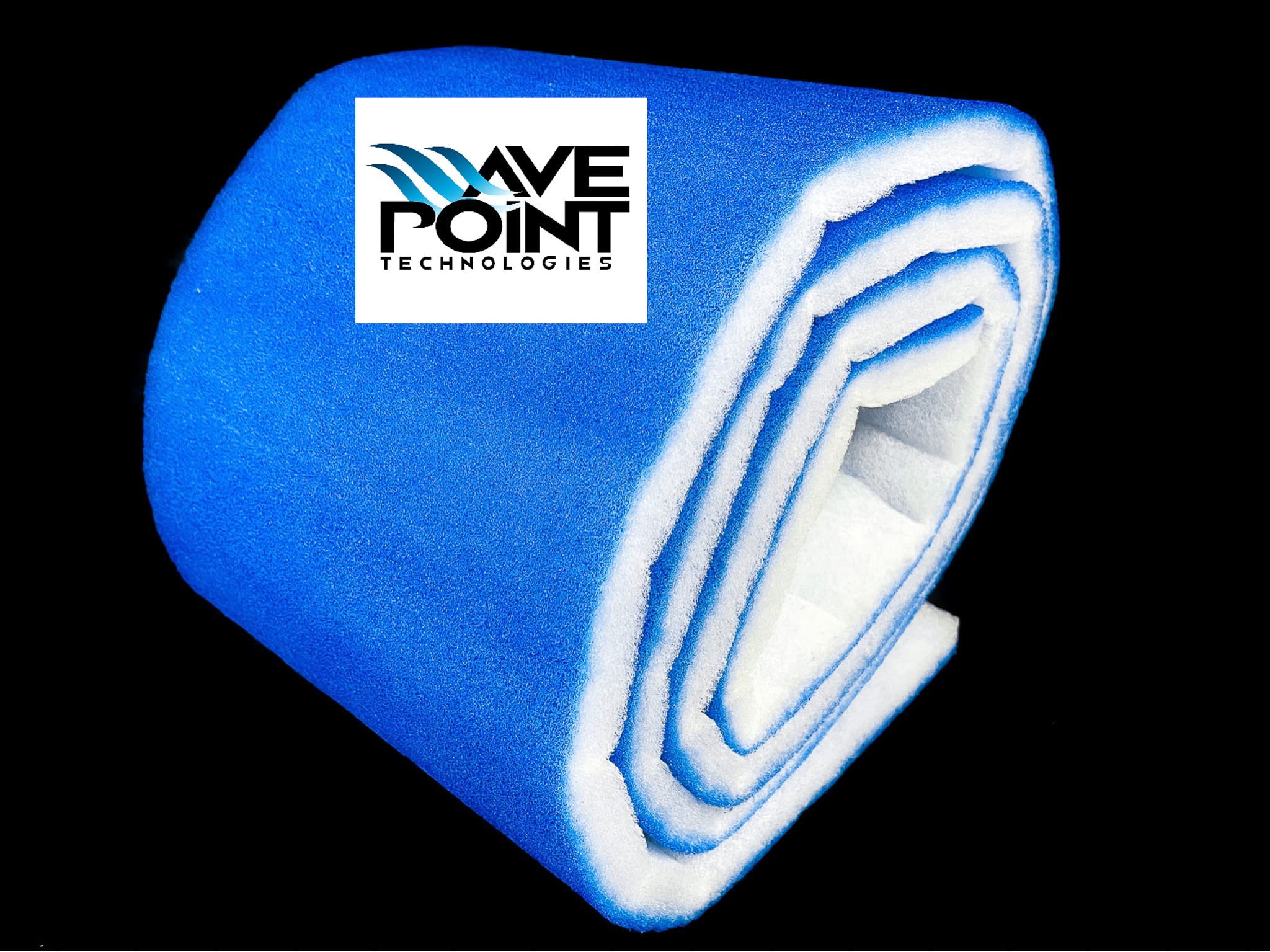 Wave Point PRO Koi Pond Filter Pad Media Roll - Blue Bonded - 12 Inches by 72 Inches (6 ft) by 1.25 Inches - Cut to Fit - Durable - Fish and Reef Aquarium Compatible (12" x 48" (4 ft), White)