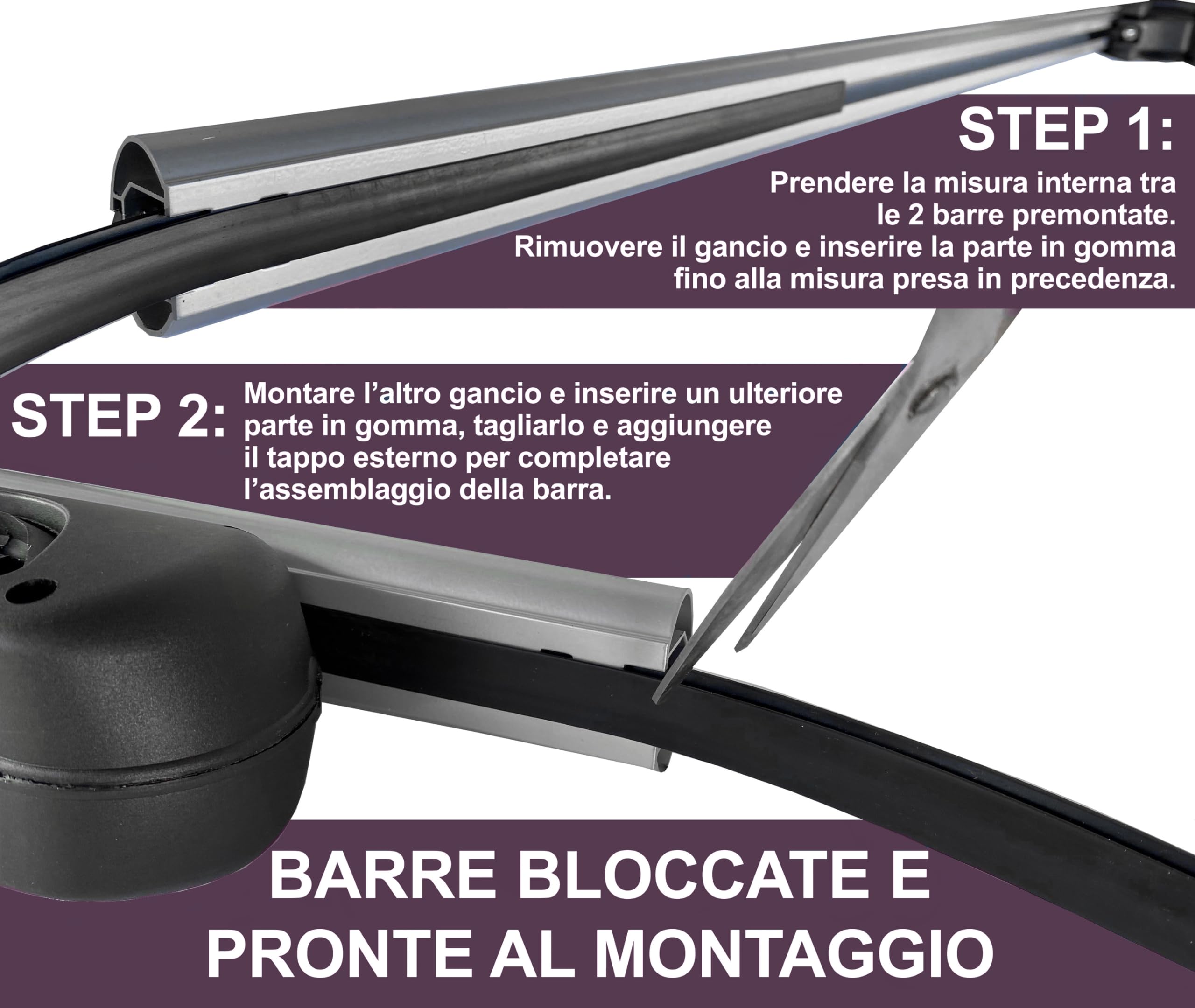 Rebeca Shop® Barre Portapacchi Portatutto Universali per Auto Con Railing di serie rialzati/Serratura Antifurto 135cm o 120cm Design Registrato (120 Centimetri)