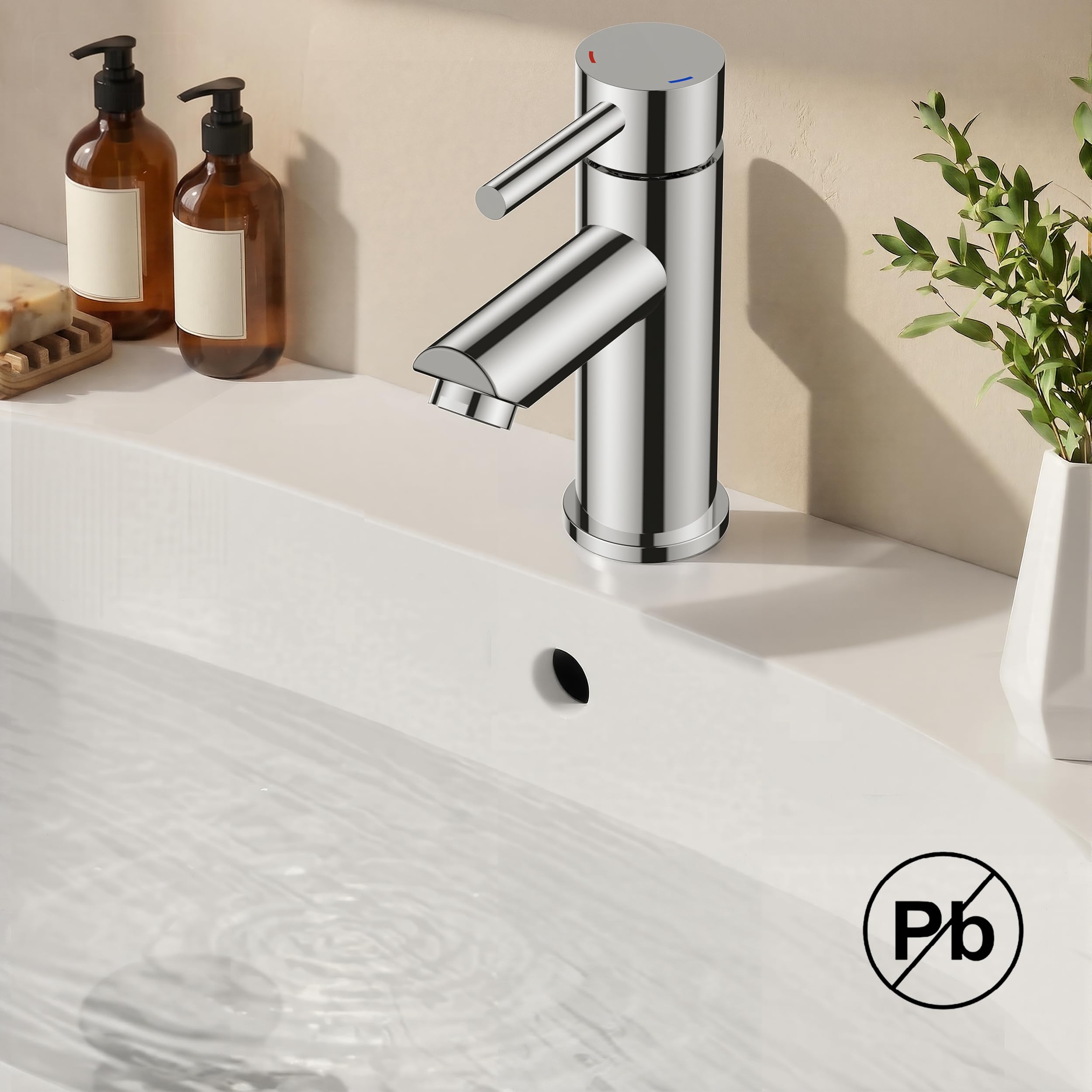 FORIOUS Rubinetto Di Bagno, Miscelatore Per Lavabo In Acciaio Inox Con Altezza Del Beccuccio 85MM, Miscelatore Monocomando Per Acqua Calda E Fredda In Bagno, Cromato