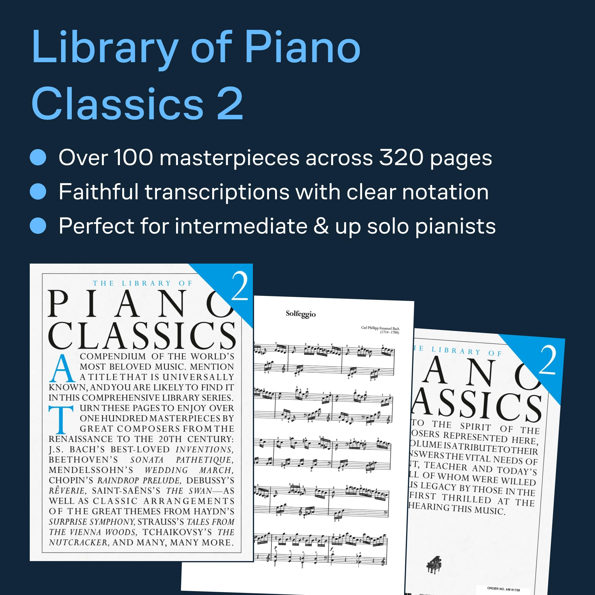 The Library of Piano Classics 2 Piano Solo Sheet Music Collection Over 100 Masterpieces by Renowned Composers Works from Bach Mendelssohn Tchaikovsky and More Music Sales America Songbook: 02