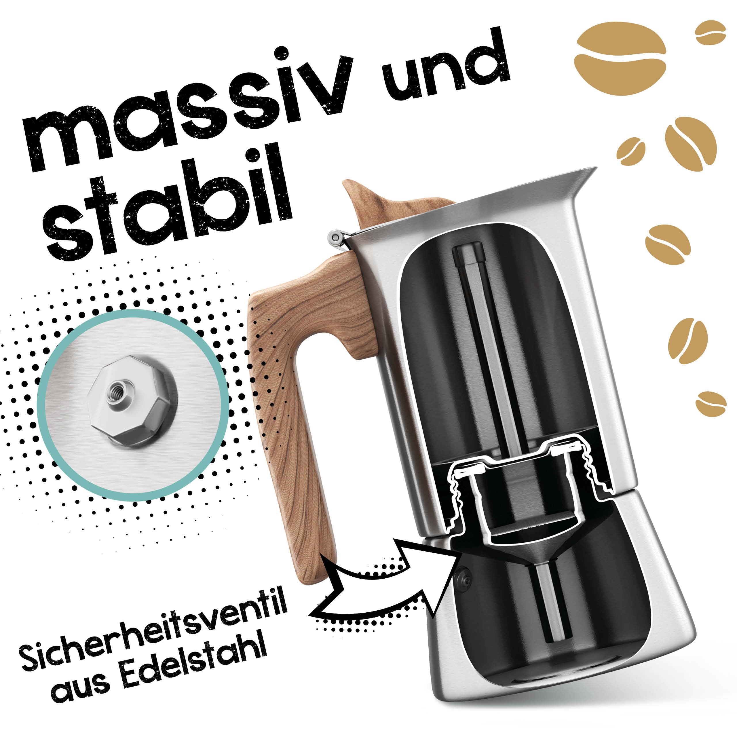 Morgenheld Kawiarka indukcyjna 300 ml – zaparzacz do espresso, 6 filiżanek