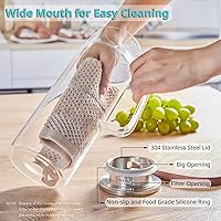 Vista 4 de Bivvclaz 1.6 Liter 54 oz Glass Pitcher with Lid and Handle, Glass Carafe Water Pitcher for Hot/Cold Water, Iced Tea, Drinks, Coffee, Juice and Claro