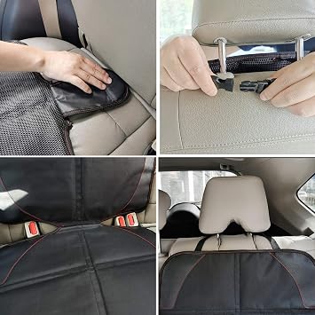 MORROLS Car Seat Protector for Child, Baby, Pets -1 Pack car seat Cover with Thick Padding- Waterproof Universal Size with Mesh Pockets (Black)