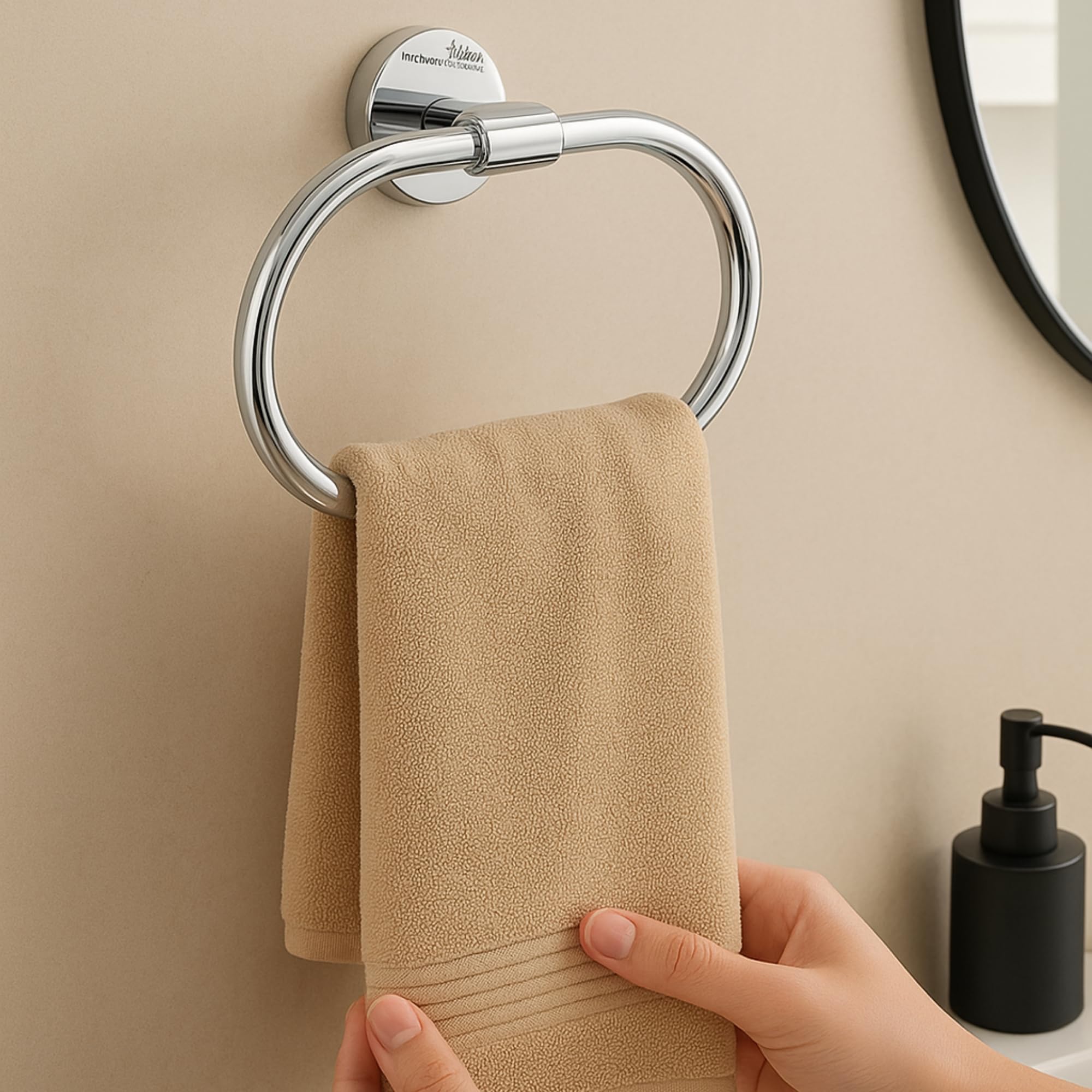 Hindware F880007CP Brass Contessa Towel Ring (Silver)