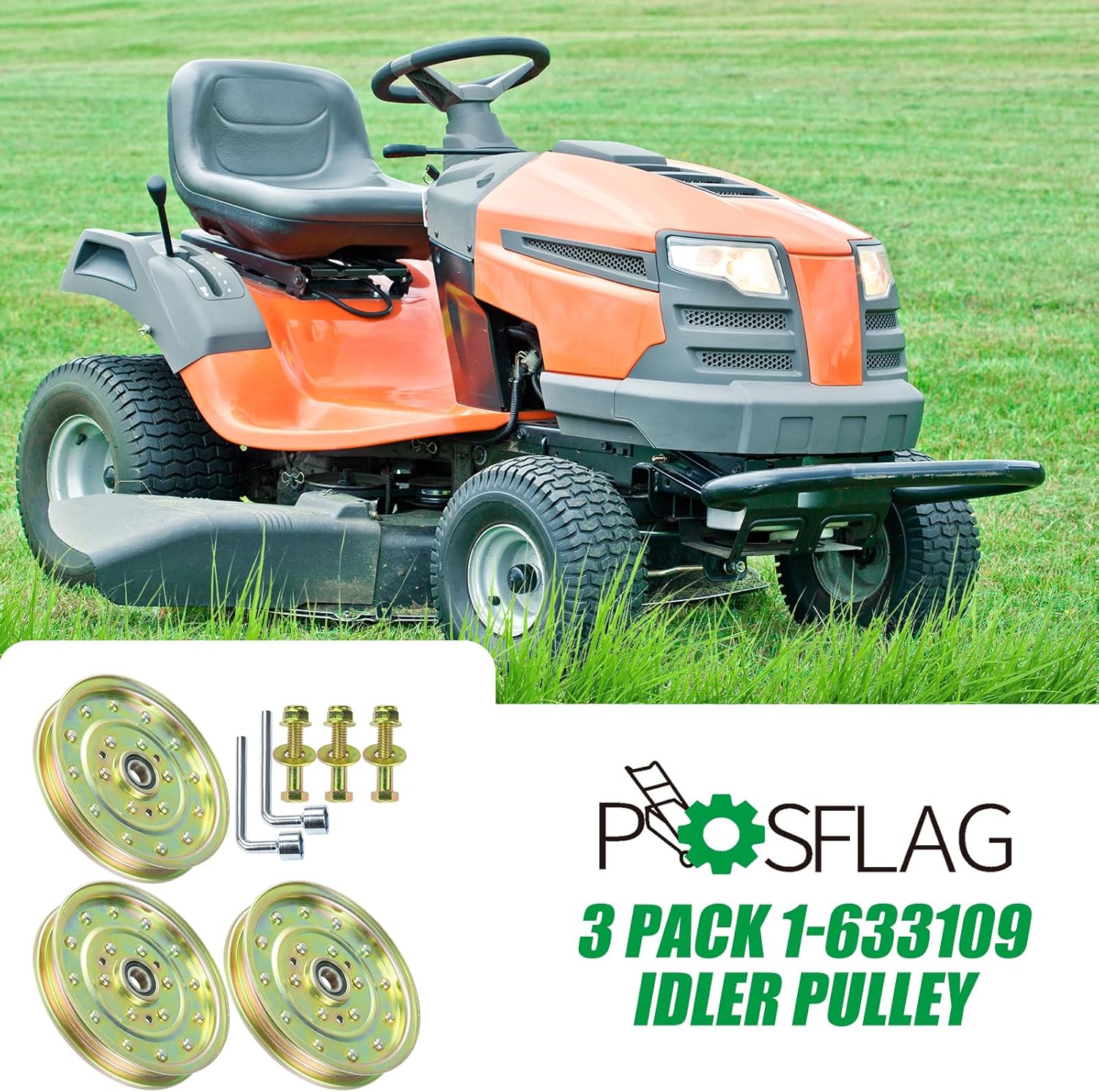 3 Pack 1-633109 Idler Pulley Replaces Toro 1-633109 Idler Pulley, Toro Pulley Part 132-9424, 116-4667 Flat Idler Pulley, 126-7685 eXmark 126-7685 Pulley for Toro Z400, Z553, Z558, Z580 Mowers