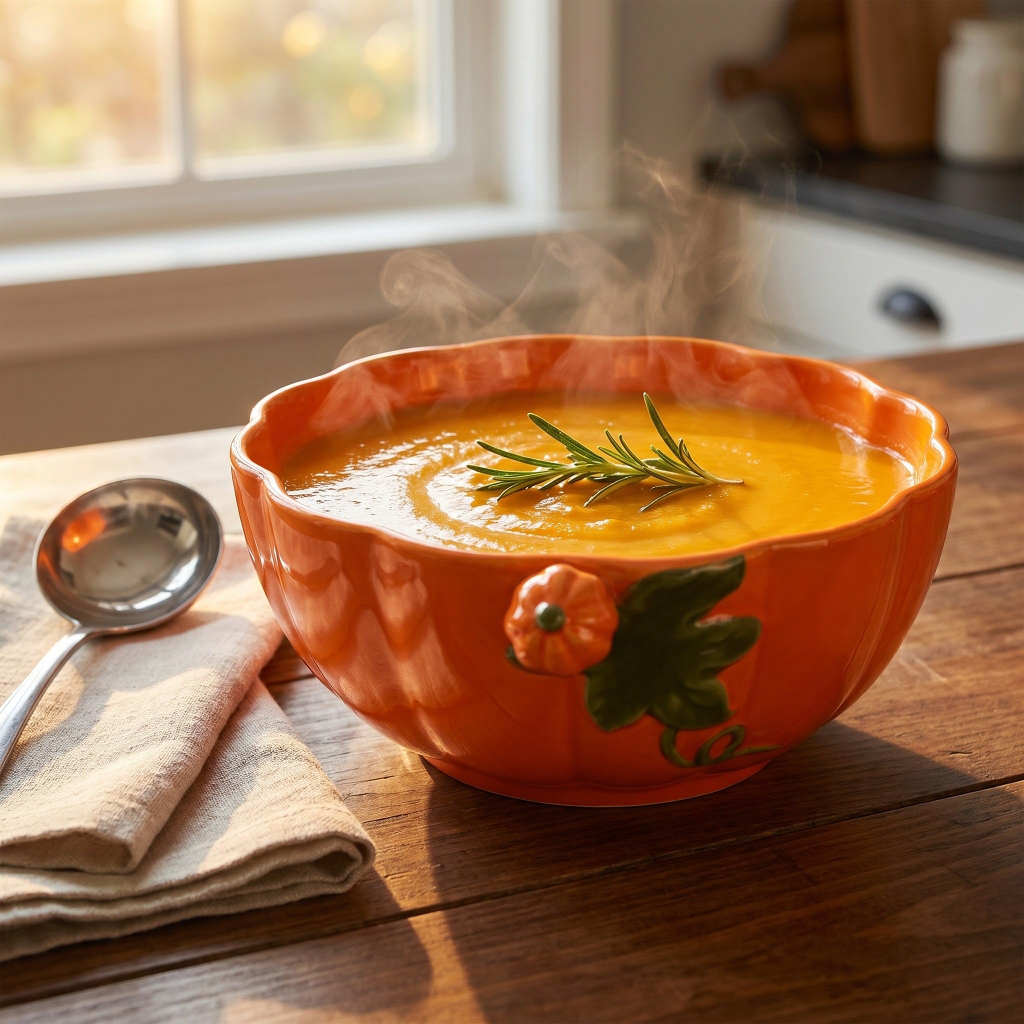 Zerodeko Bol à soupe citrouille en céramique | 1300 ml | Récipient citrouille orange pour une fête d'Halloween | Vaisselle automnale idéale pour offrir, pour les repas de fêtes et la
