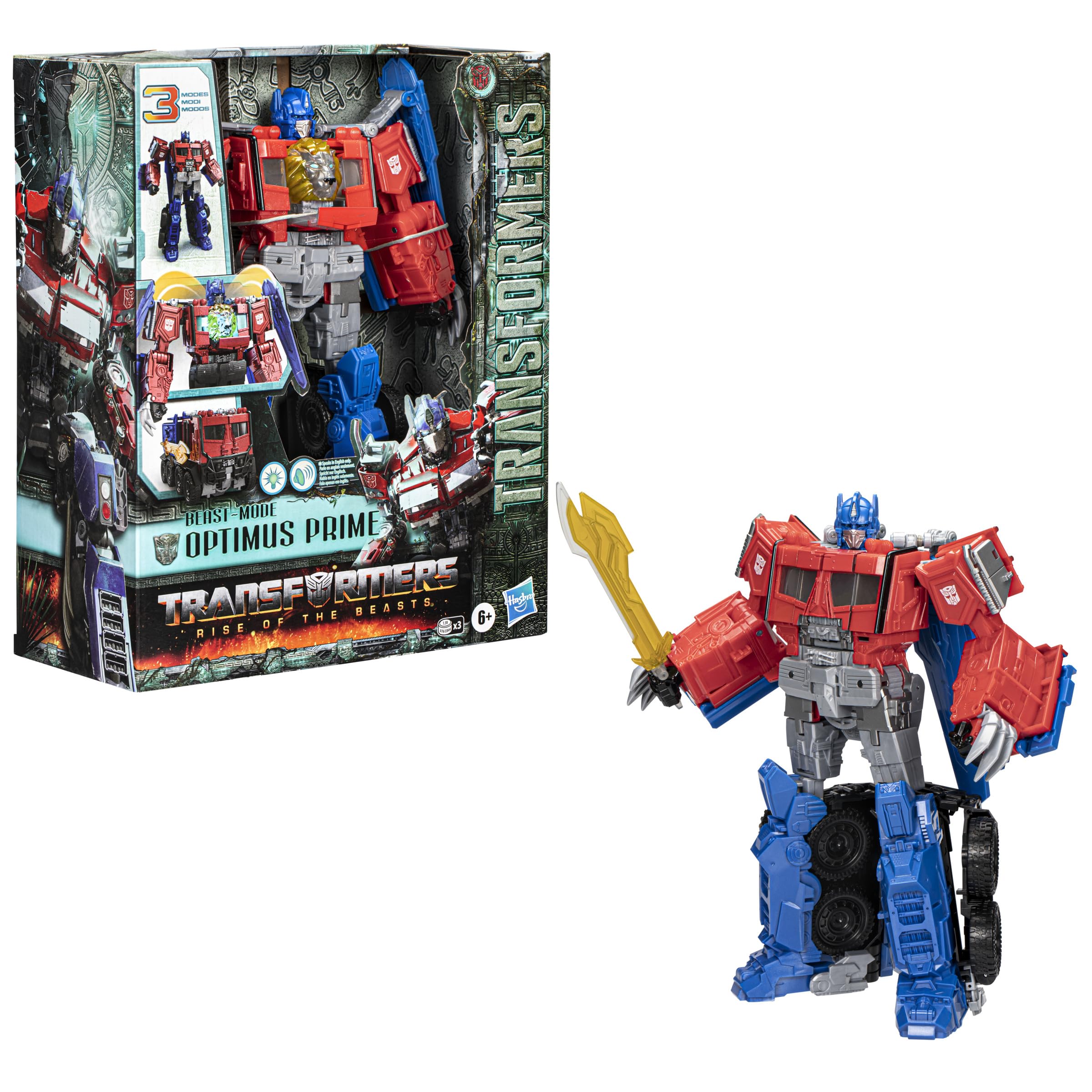 Transformers Toys Rise of The Beasts Movie, Beast-Mode Optimus Prime Toy with Lights and Sounds, Age 6 and up, 10-inch - Image 3