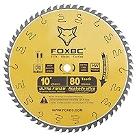 Vista 5 de FOXBC Hoja de sierra de mesa de 10 pulgadas, 80 dientes, corte ultra fino de madera, eje de 5/8 de pulgada