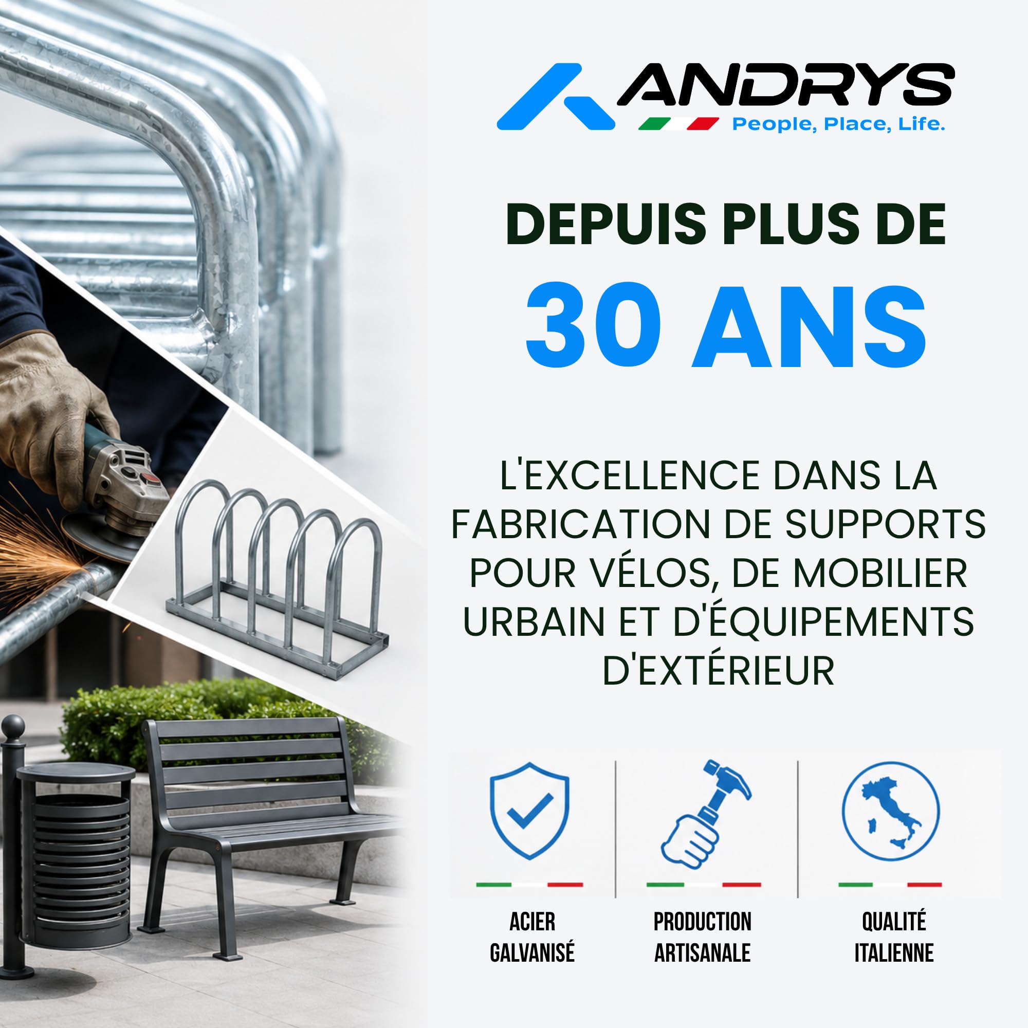 Andrys Étendoir à Linge d’Extérieur, Corde 20m, Poteaux Carrés (Vert)
