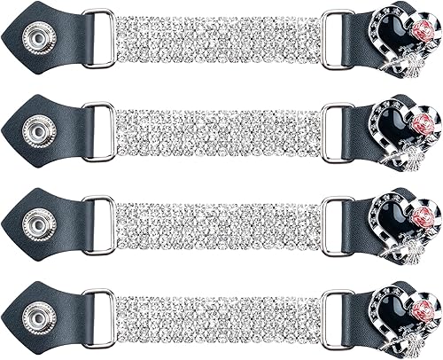 Dream Apparel 4 extensores de chaleco de motocicleta con cristales brillantes para mujer con extremos de piel sintética y cadenas de diamantes de