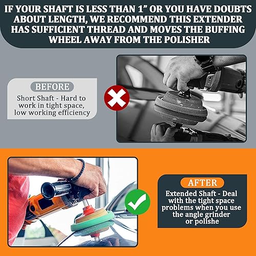 Miniatura 6 de Extensión de almohadilla para vía aérea, eje de extensión de 2 de almohadilla de vía aérea de aluminio para kit de pulido de ruedas de aluminio,