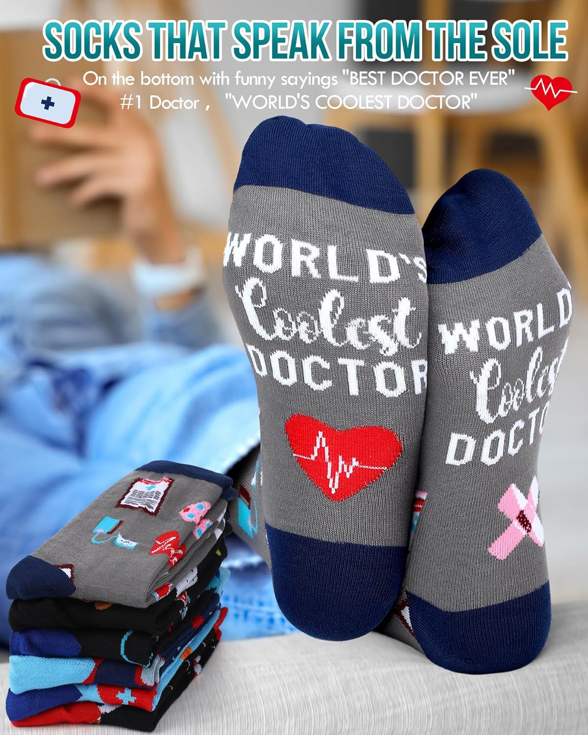 Hercicy 6 Pairs Men's Doctor Socks Male Novelty Medical Pharmacist Nurse Socks National Doctor's Day Nurse Week Appreciation Gifts Hospital Workers Assistants Nursing Graduation Party - Image 4