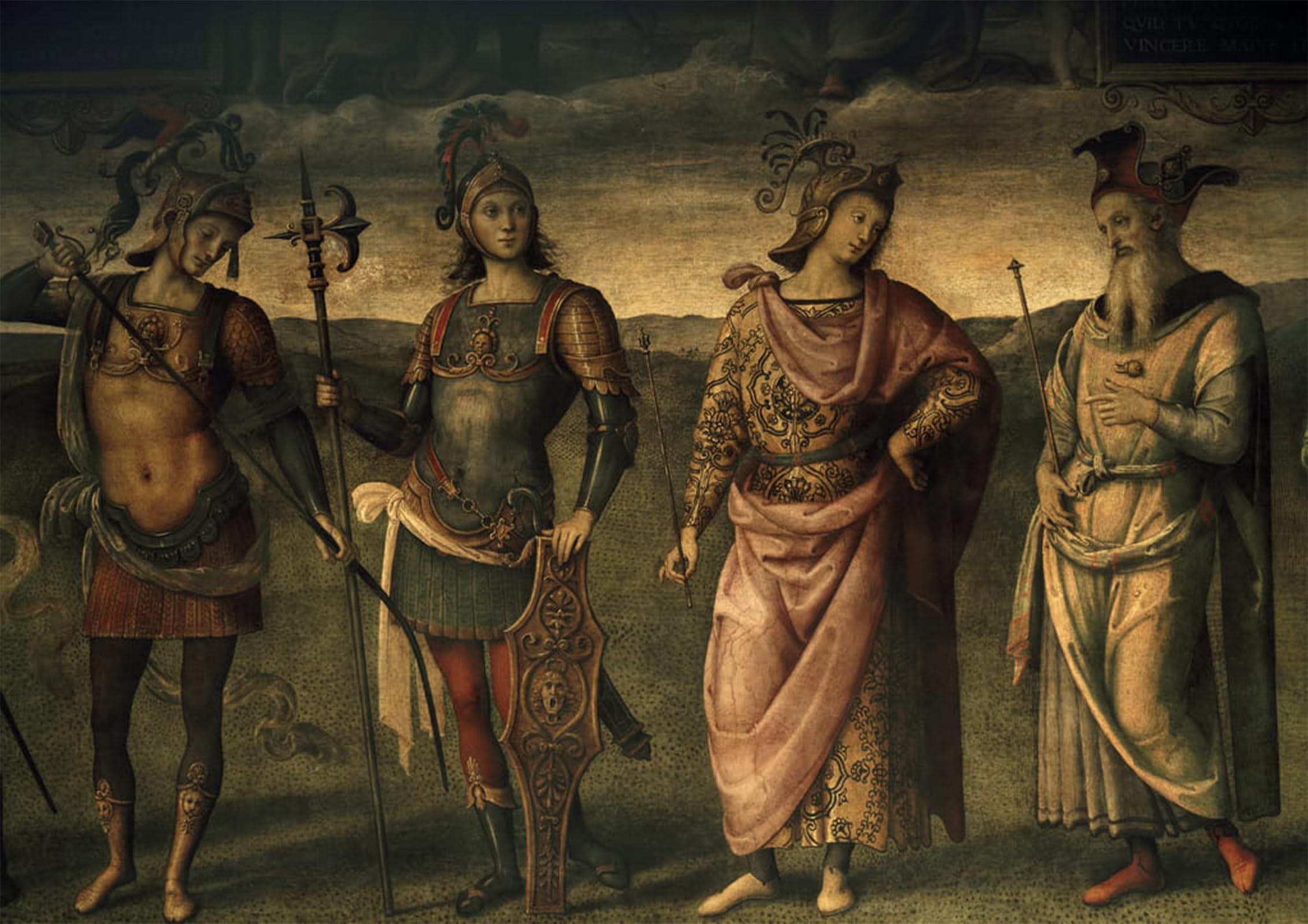 SERENDIPITP Retro Picture Poster Wall Art Pictures Painting Leonidas Lacedaemonian Horatius Cocles by Pietro Perugino Wall Art Canvas Print for Wall Decor 60x90cm
