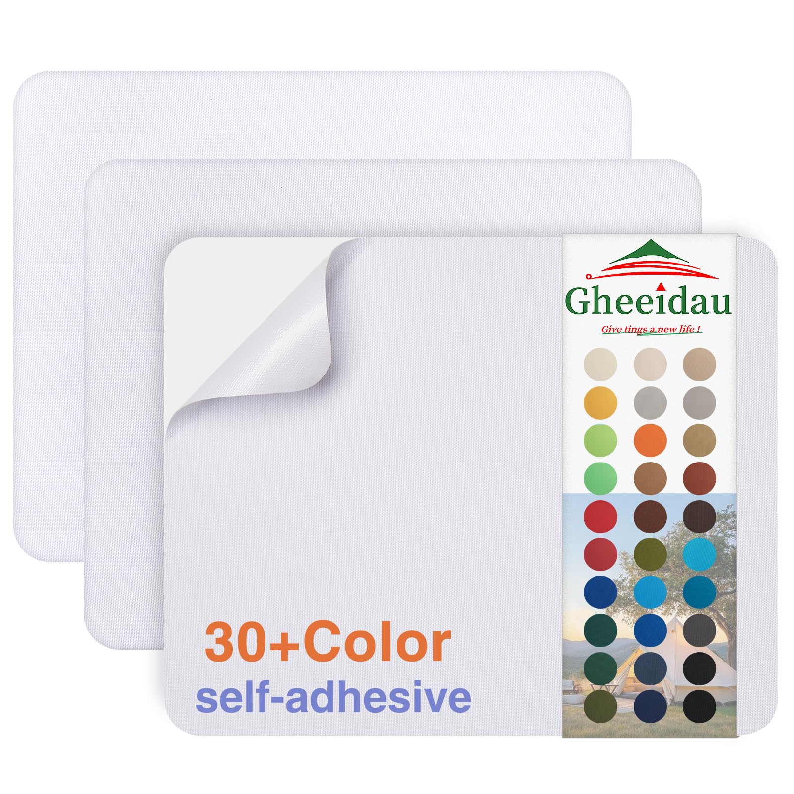 Gheeidau Canvas Repair Patch 9×11 Inch 3Pcs Waterproof Self-Adhesive Fabric Repair Patch for Tents,Boat Cover,Pop Up Canopy,Patio,Bags,Car Seats,Sofas