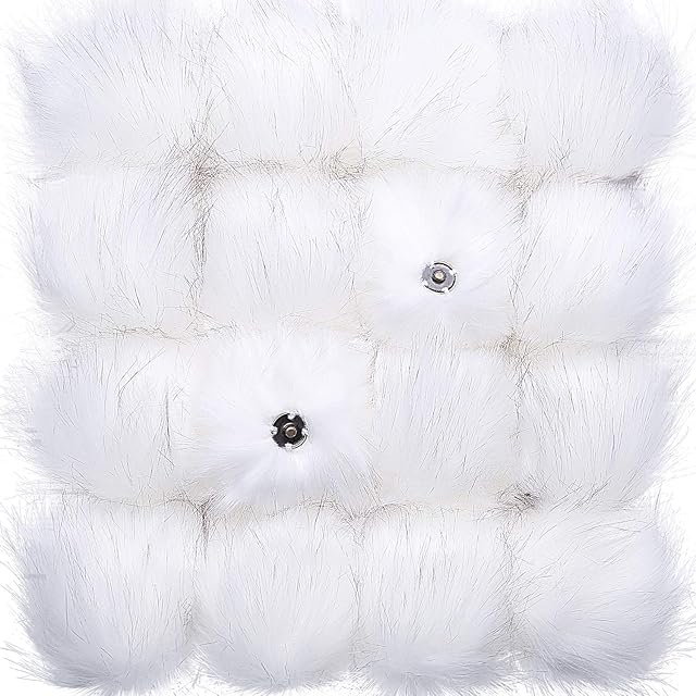 Tatuo DIY Faux Fur Pom Poms Ball with Press Button Removable Fluffy Pompom for Knitting Hats Shoes Scarves Bag Accessories