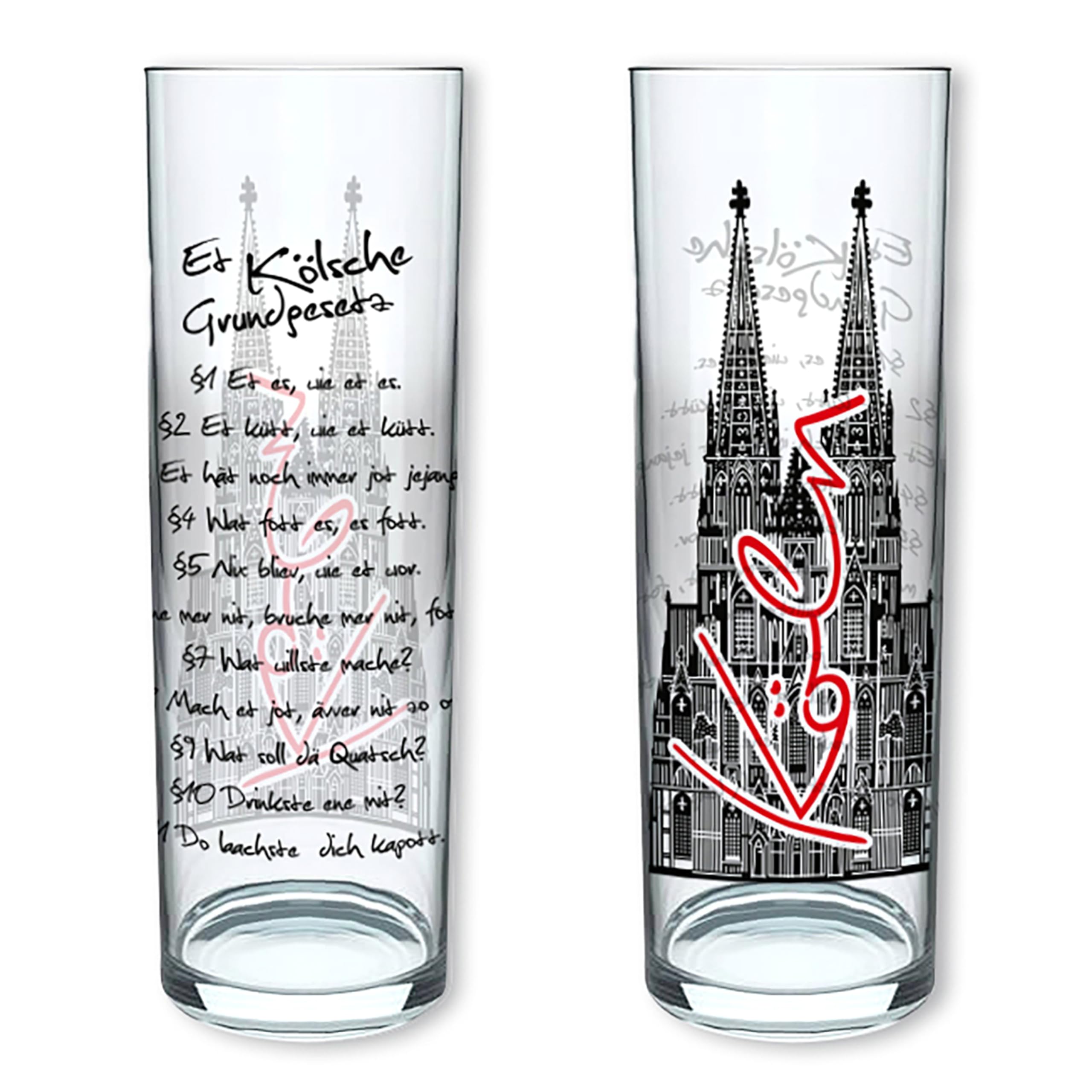 Kölschglas 6er Pack bunt 0,2ml, Kölner Stangen mit Grundgesetz, Biergläser Gläser Trinkgläser mit Aufdruck. (MADE IN GERMANY), Größe:MIX3