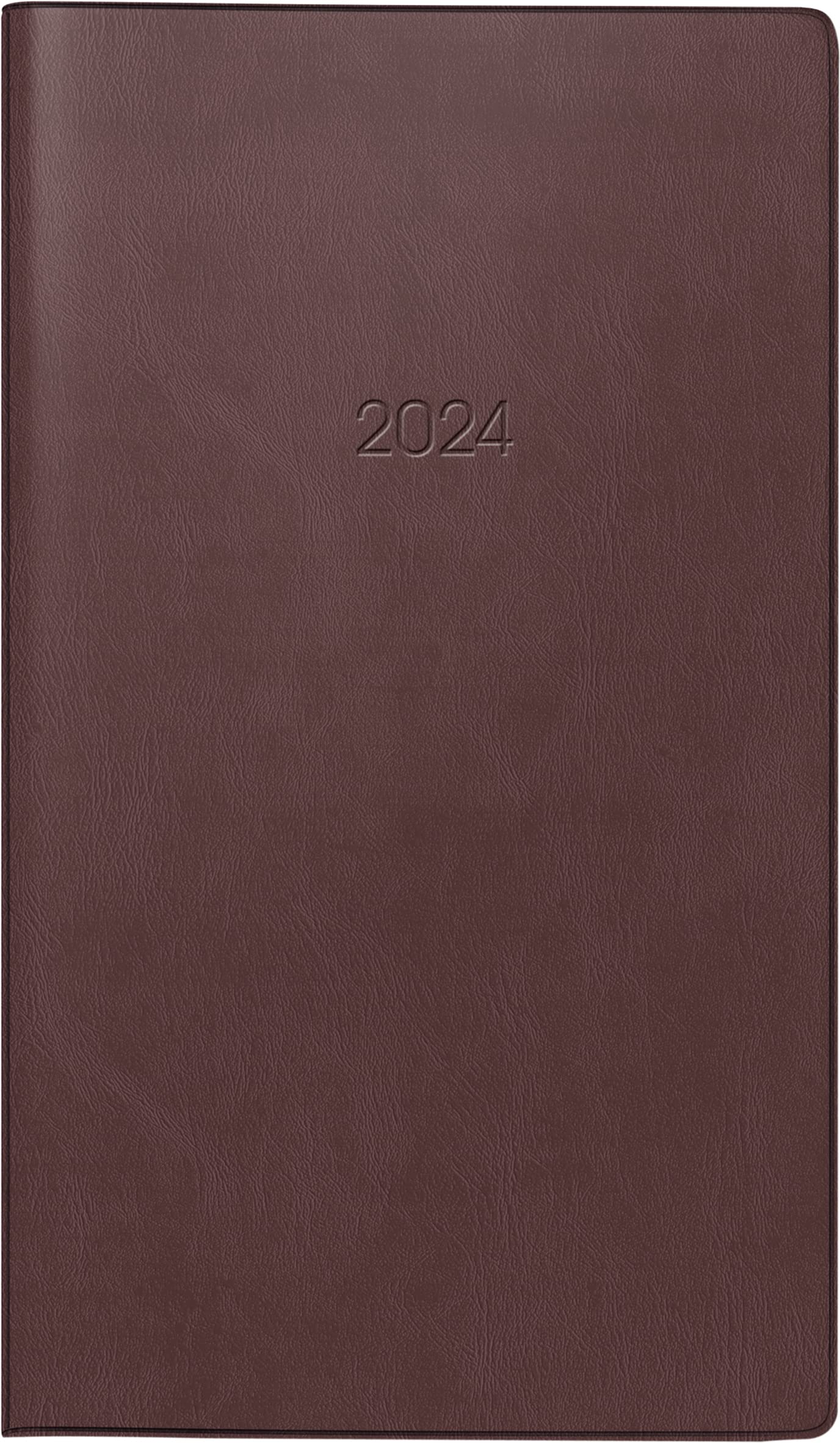 BRUNNEN Weekly Desk Planner Calendar Model 758 2024, 1 Page = 1 Week, Sheet Size 8.7 x 15.3 cm, Burgundy