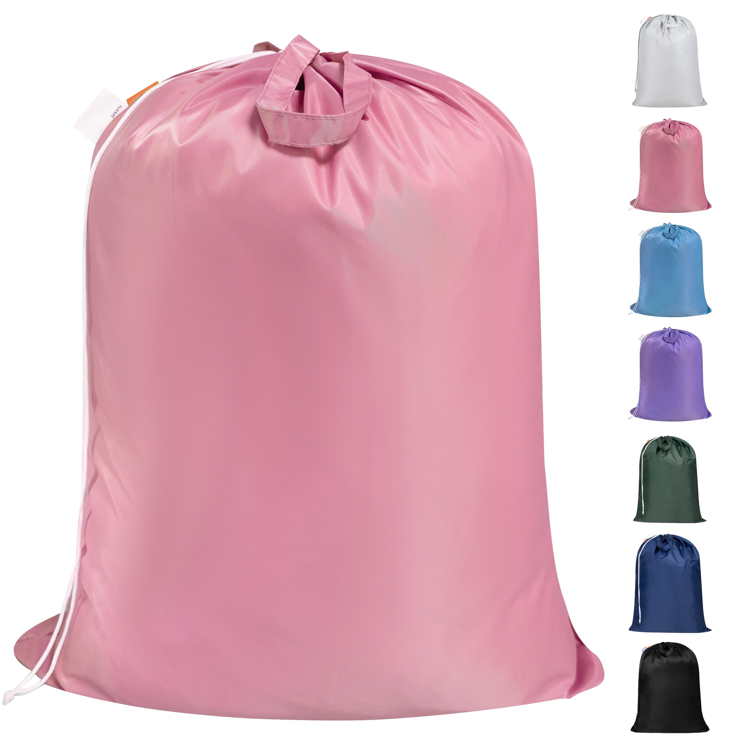 Polecasa Extra Heavy Duty Large Laundry Bag with Sturdy Handles and Drawstring Closure, 28 x 36 inches Durable Storage Bags for Basket, Hamper, College, Dorm, Travel, Pink
