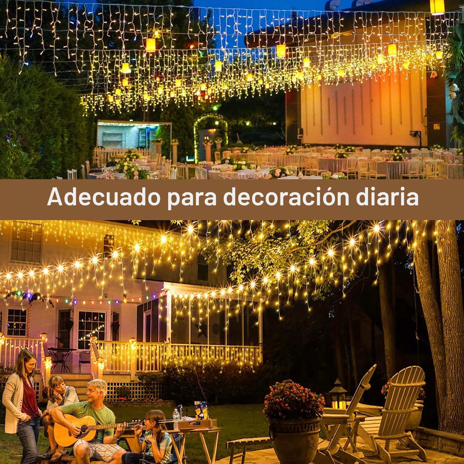 Cadena De Luces Exterior De Gotas De Hielo 20m 400 LED Iluminación De Navidad Cortina De Luces Exterior Con 8 Modos Temporizador Para Navidad, Boda, Halloween, Blanco Cálido