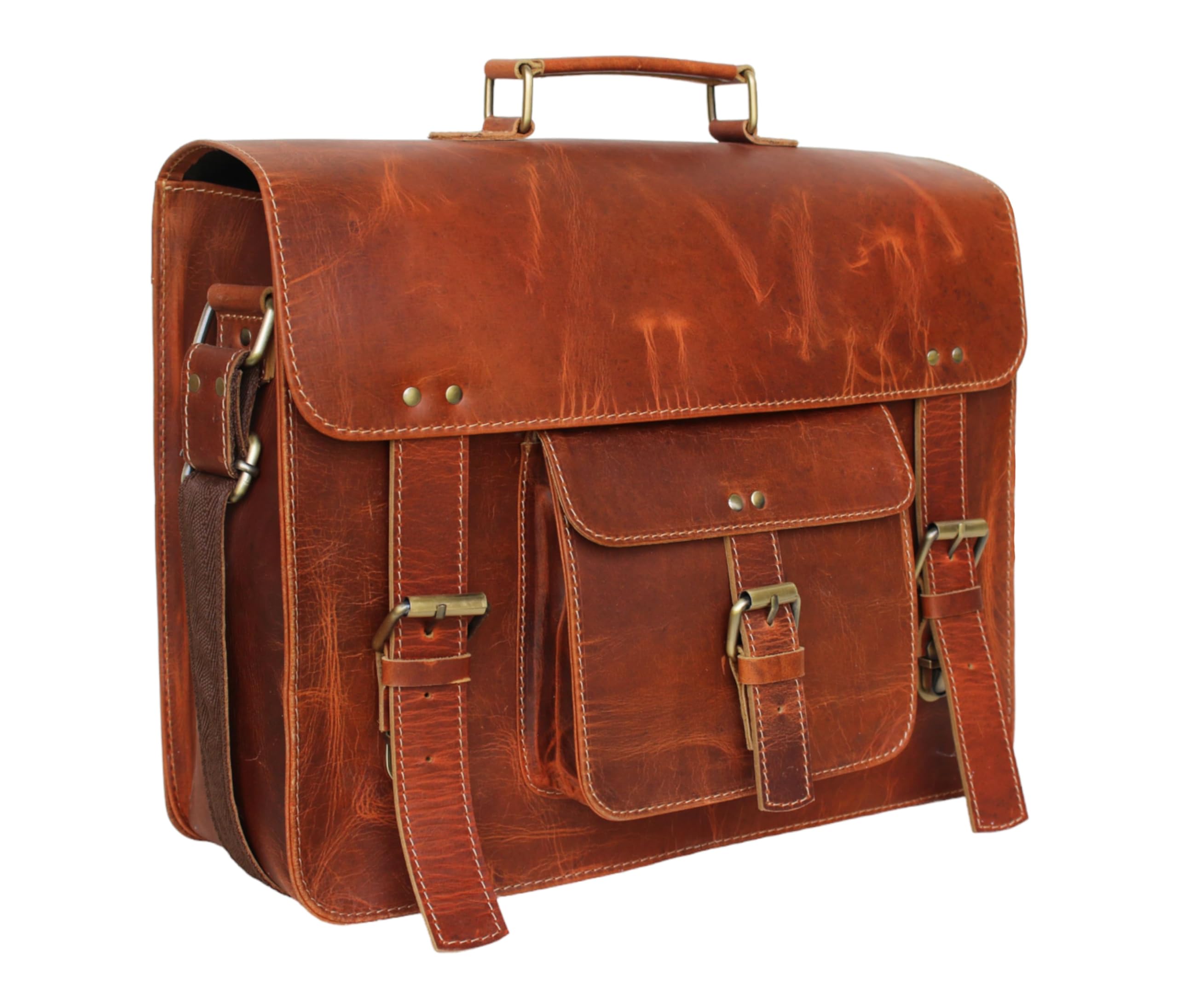 Vintage Look Leder Laptop Messenger Aktentasche Umhängetasche