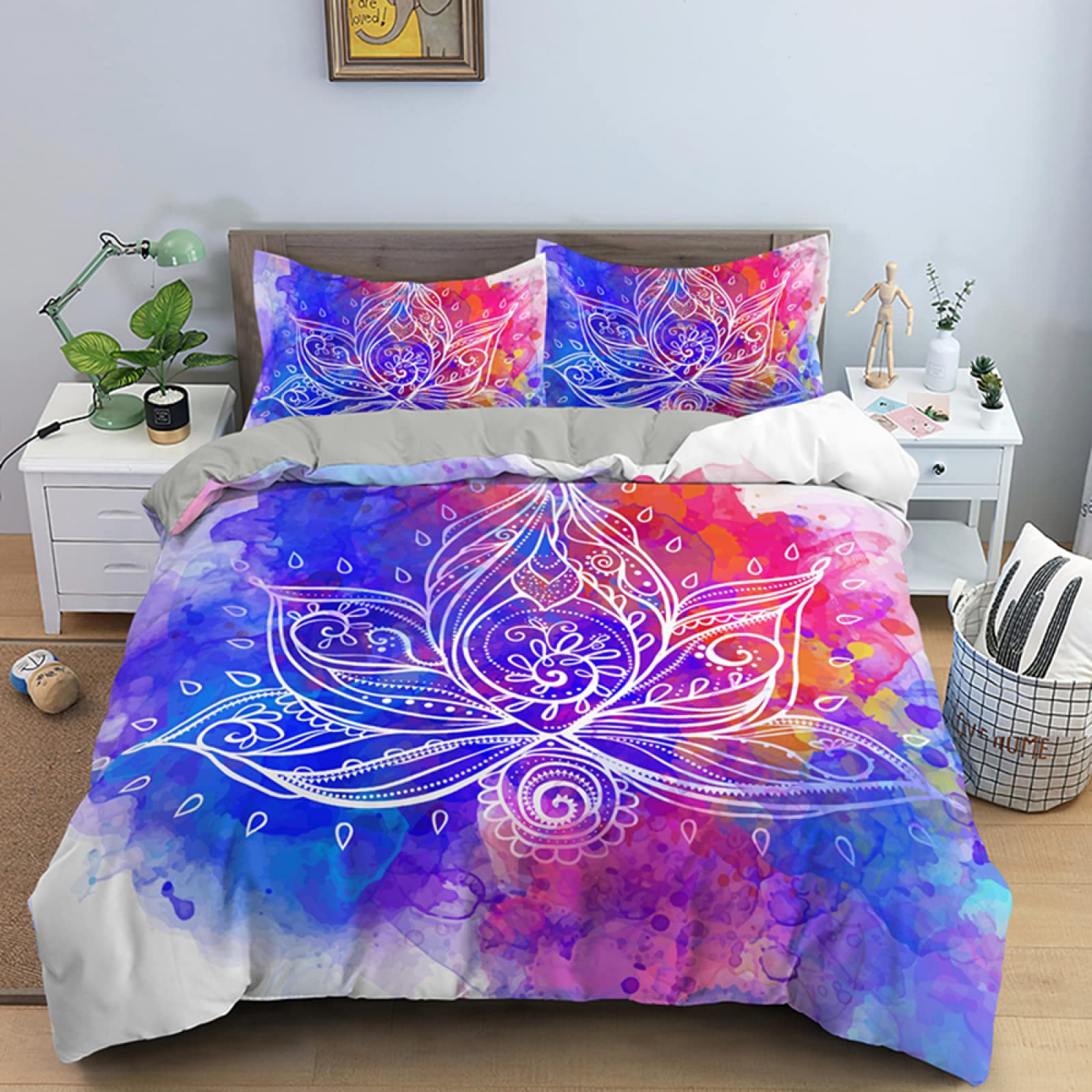 Housse de couette 160x200 en microfibre 110g/m² douce et zippée
