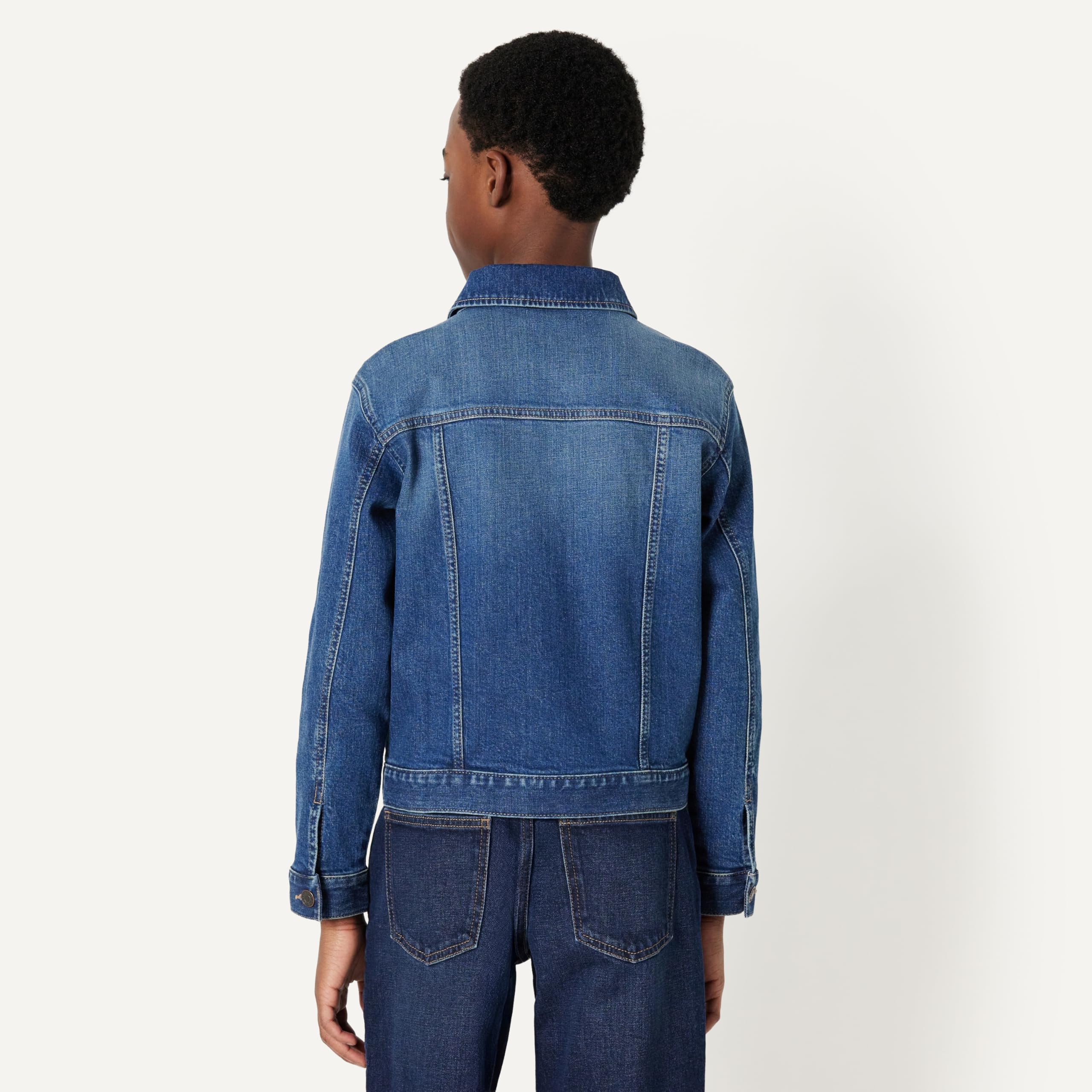 Amazon Essentials Unisex Kids' Medium Stretch Regular-Fit Denim Trucker Jacket for Boys and Girls - 3