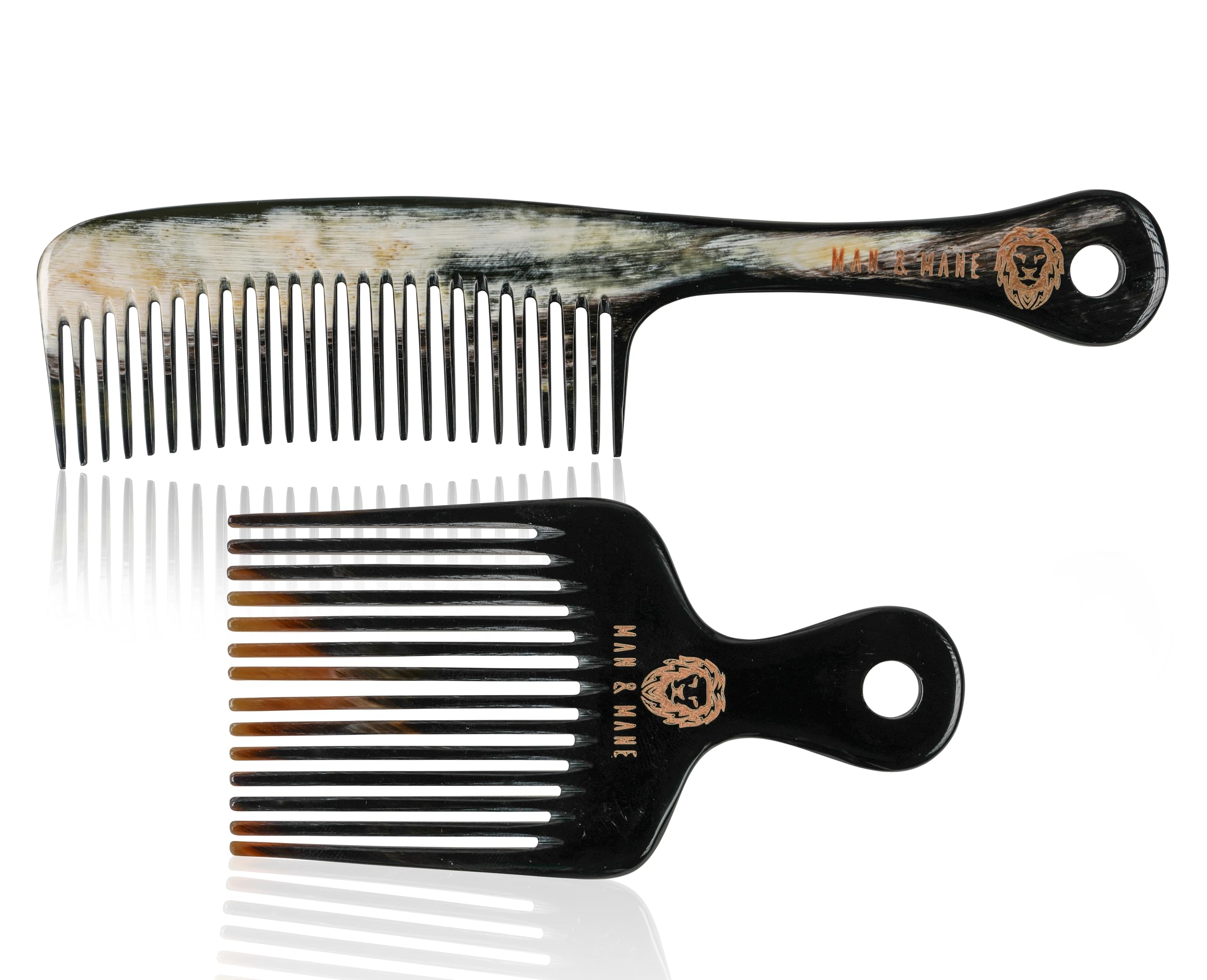 MAN & MANE Premium Handmade 100% Oxhorn Anti-Static Detangling Styling and Hair Combs Combo Pack for Men and Women - Image 2