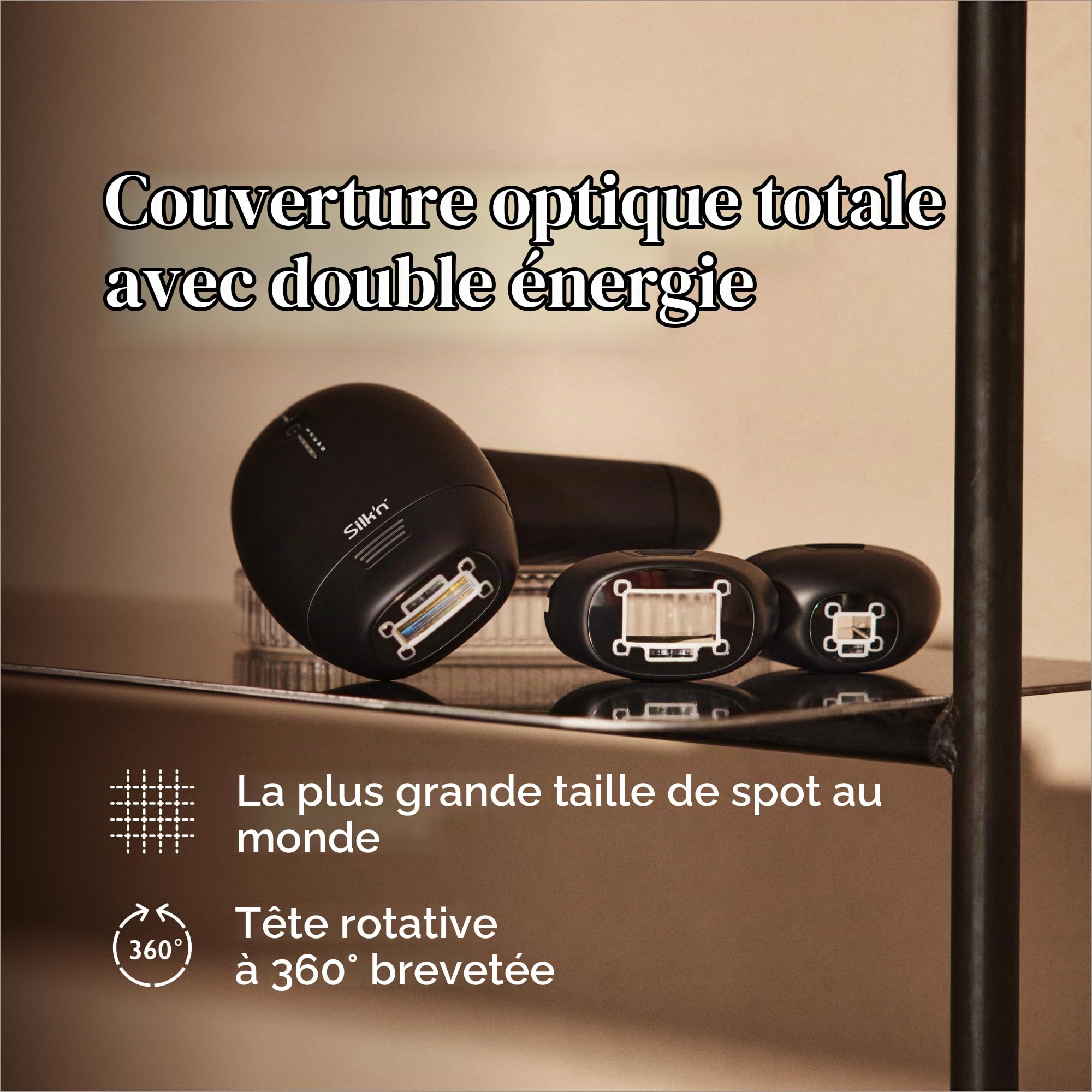 Silk'n épilateur à lumière pulsée - Silk'n 7 2025 edition - Appareil d'épilation IPL avec tête rotative et 3 accessoires - Visage, corps, bikini et plus - Adapté à toutes les couleurs de peau - Noir