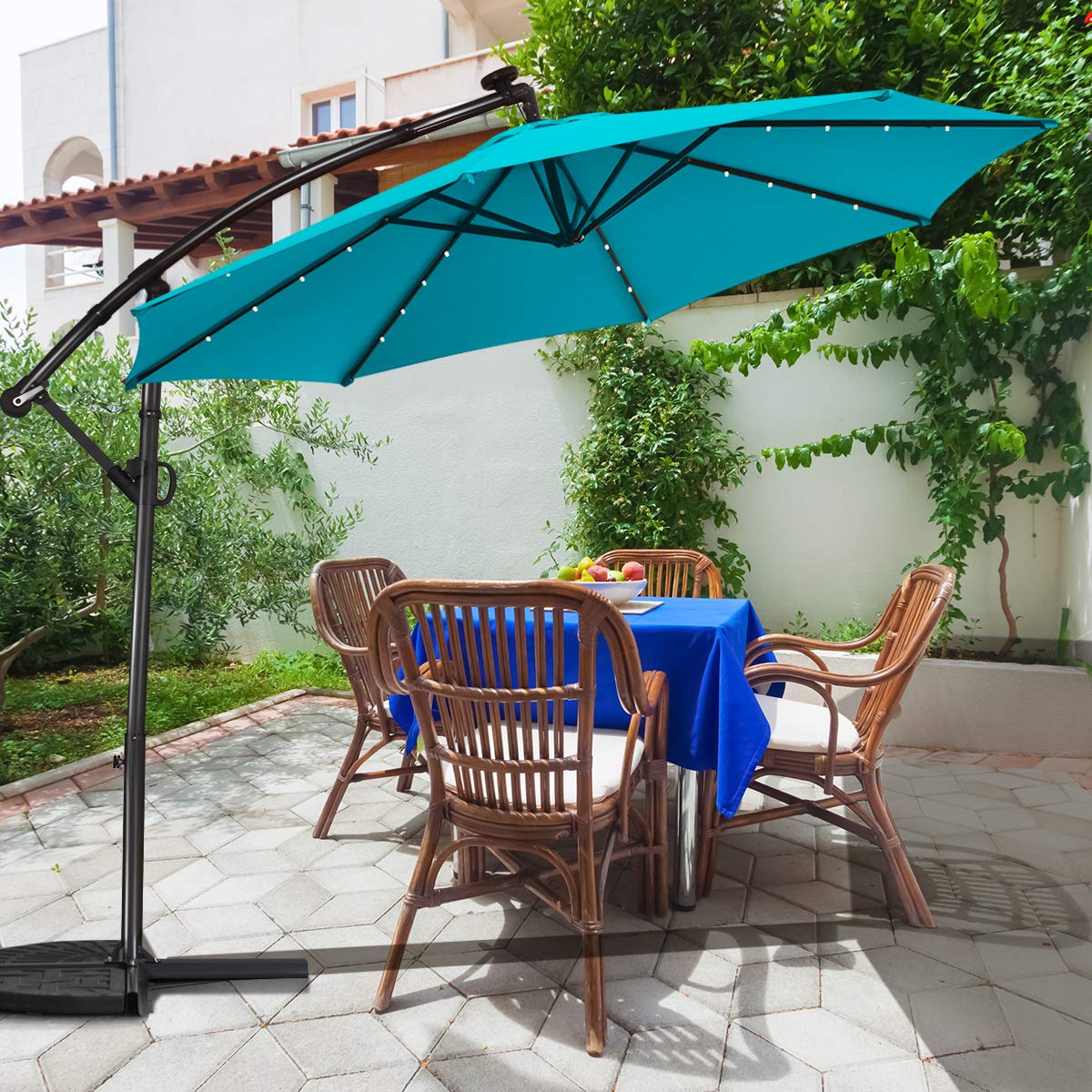 Amazon.com : Tangkula 10 FT Solar Patio Umbrella, Offset Cantilever Outdoor Umbrella with 360 Degree Rotation, Aluminum Pole, Easy Tilt Adjustment, Crank Handle & Cross Base for Pool Deck Garden Backyard : Amazon.com : Tangkula 10 FT Solar Patio Umbrella, Offset Cantilever Outdoor Umbrella with 360 Degree Rotation, Aluminum Pole, Easy Tilt Adjustment, Crank Handle & Cross Base for Pool Deck Garden Backyard :