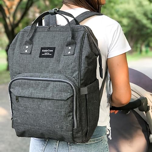 Miniatura 9 de KiddyCare Mochila de pañales + correas de hombro ajustables, mochila de pañales con gran bolsillo, bolsa de bebé, bolsa de pañales para bebé,
