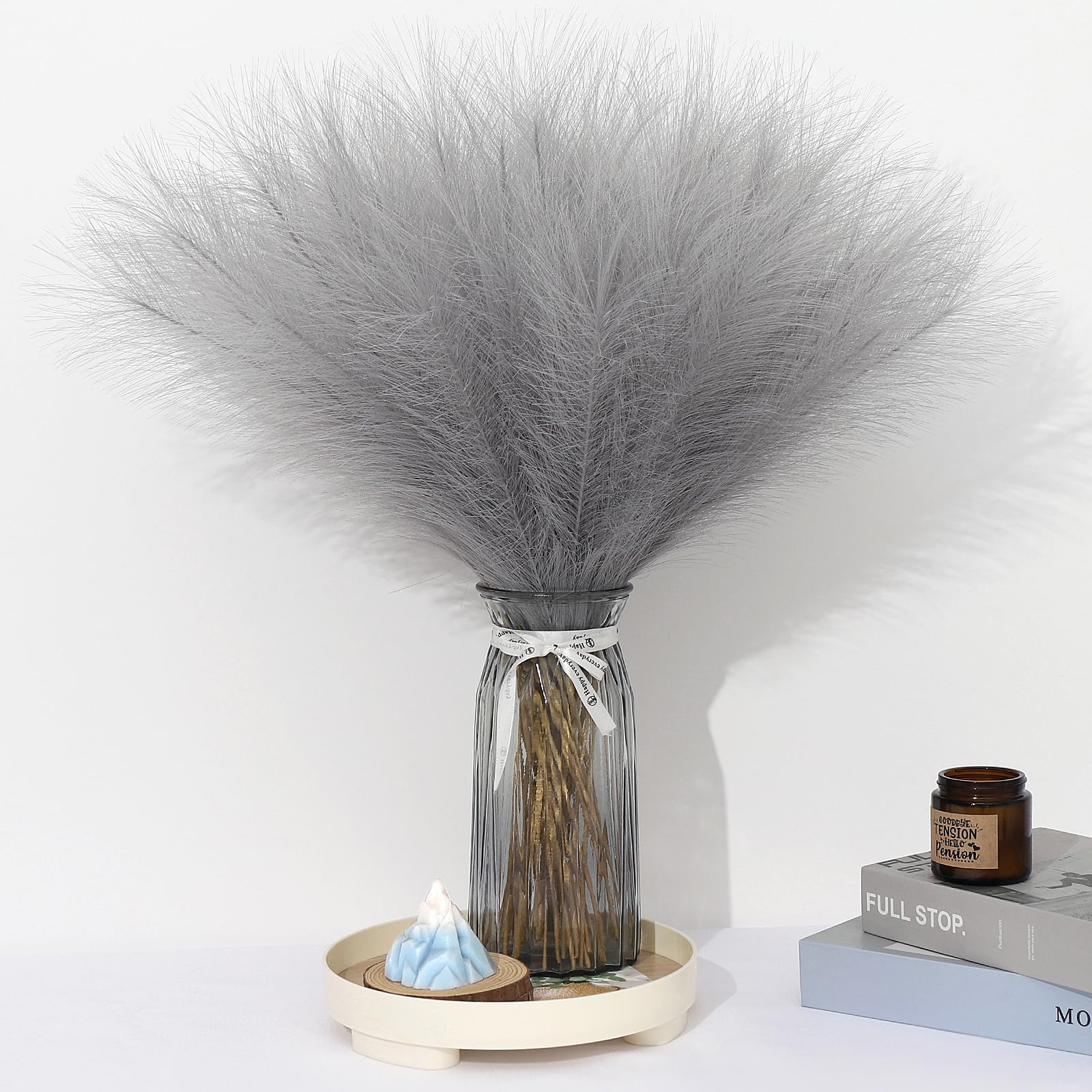 MUUNC Grey Pampas Grass Decor 30 Pcs