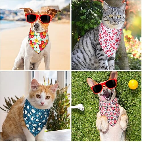 Miniatura 4 de 8 bandanas reversibles para perros con estampado de flores diseño triangular accesorios para perros gatos mascotas
