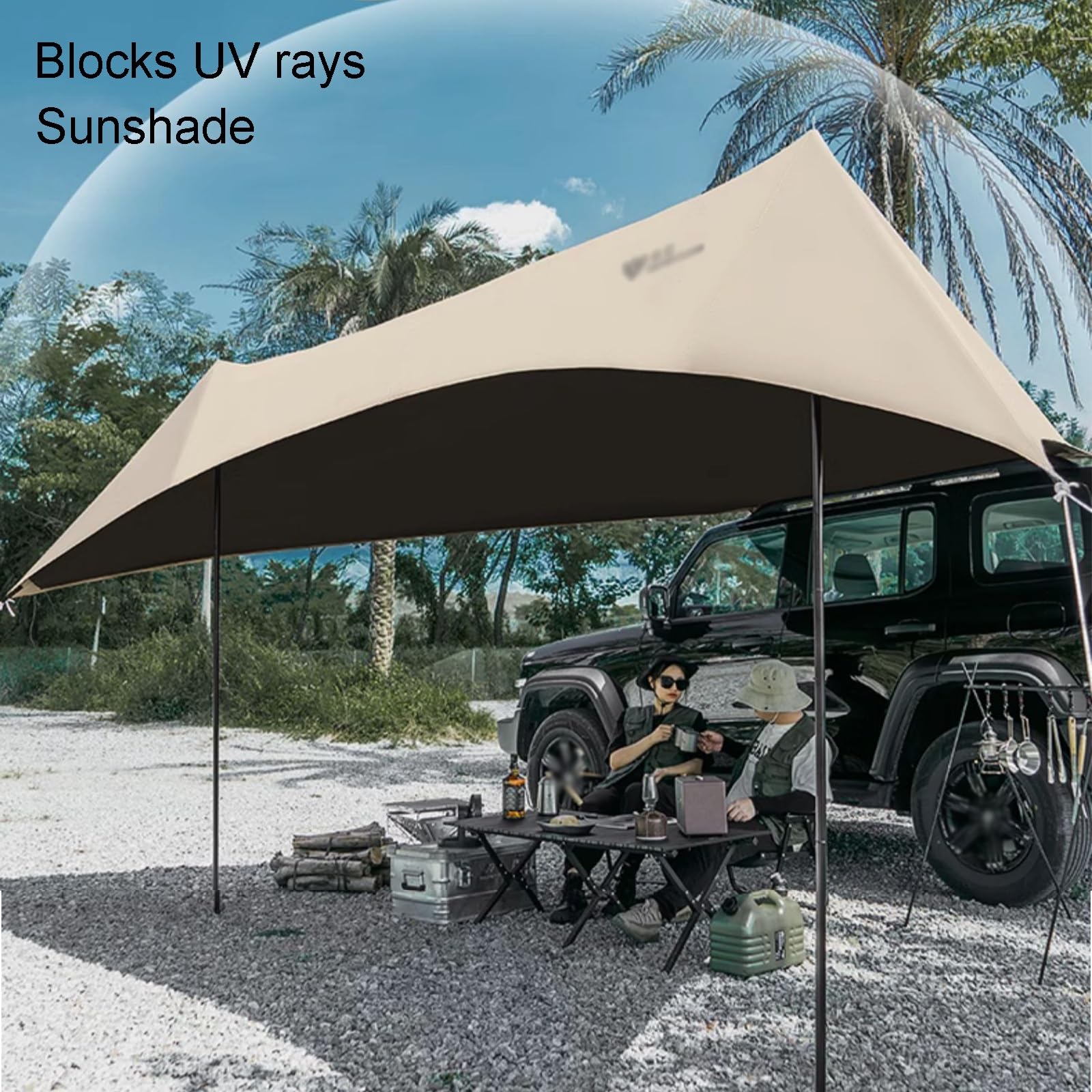 Toldo Coche for Acampar, Toldo Caravana Portátil, Toldo Furgoneta Camper, Liviano y Duradero, No Necesita Herrajes for Portaequipajes, Lona for Toldo Versátil