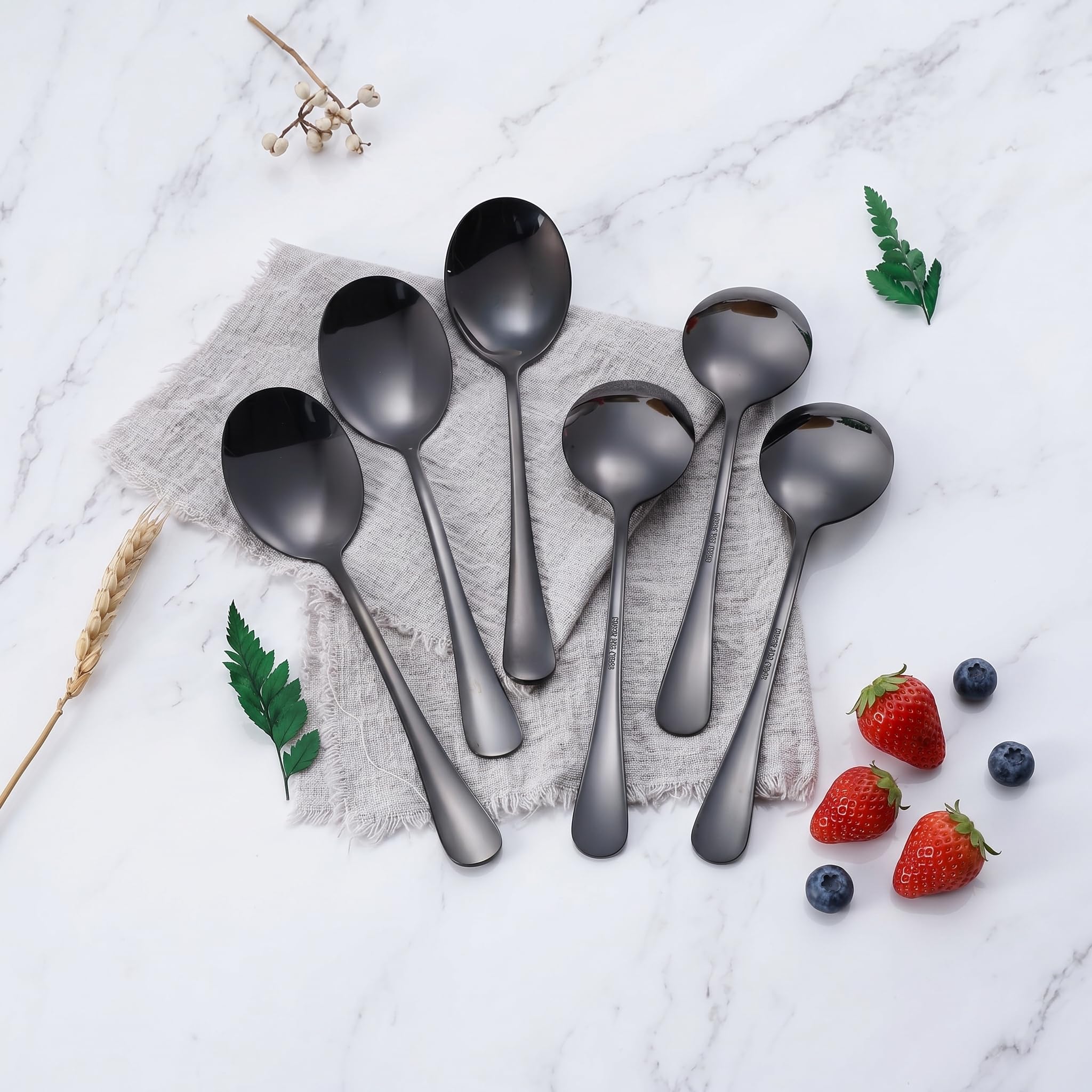 LIANYU Stainless Steel Serving Spoons - Set of 6 -5