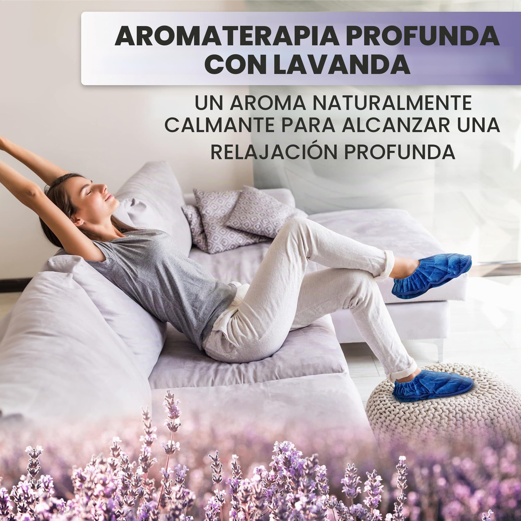 ICEHOF Calcetines térmicos con Semillas de Lino y Lavanda - Zapatillas de Estar por casa calentables en microondas - Calcetines térmicos para pies Calientes