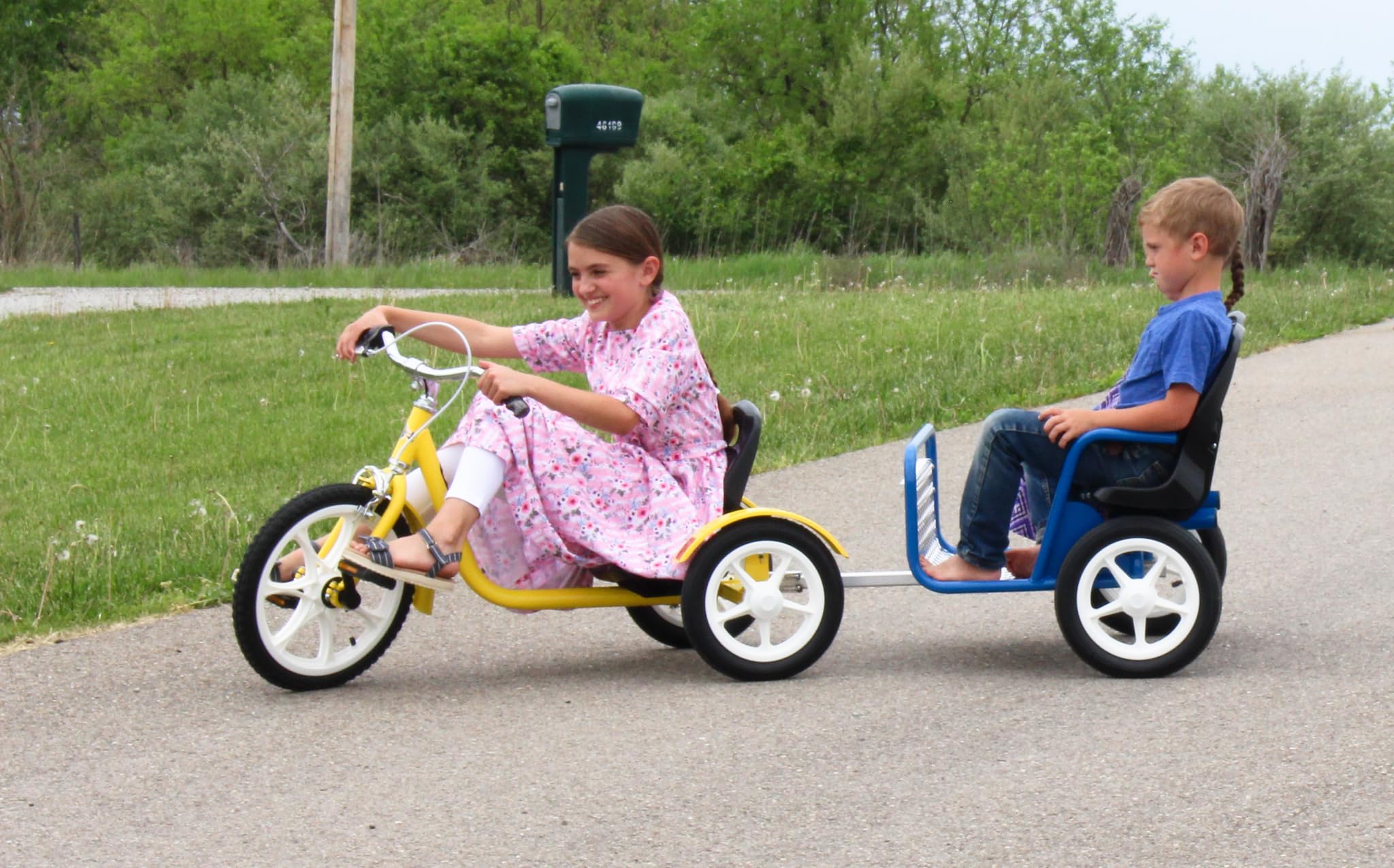 AmishToyBox.com Chipmunk Coach - Kid's Deluxe Pull-Behind Trailer for ATV Or Garden Tractor - with Rear Hitch - Amish-Made