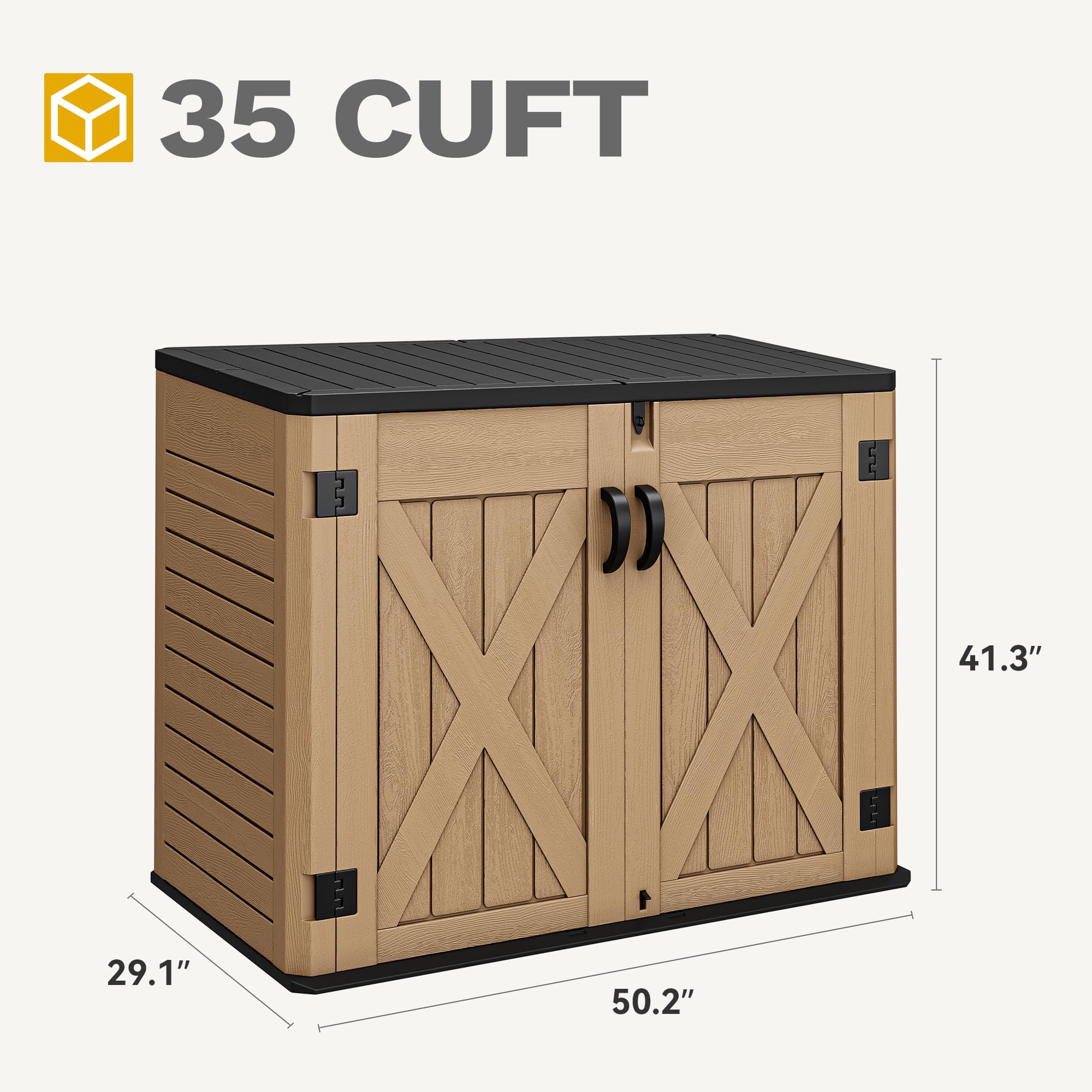 Amazon.com : DWVO Outdoor Storage Shed, Weatherproof Resin, 35 Cu