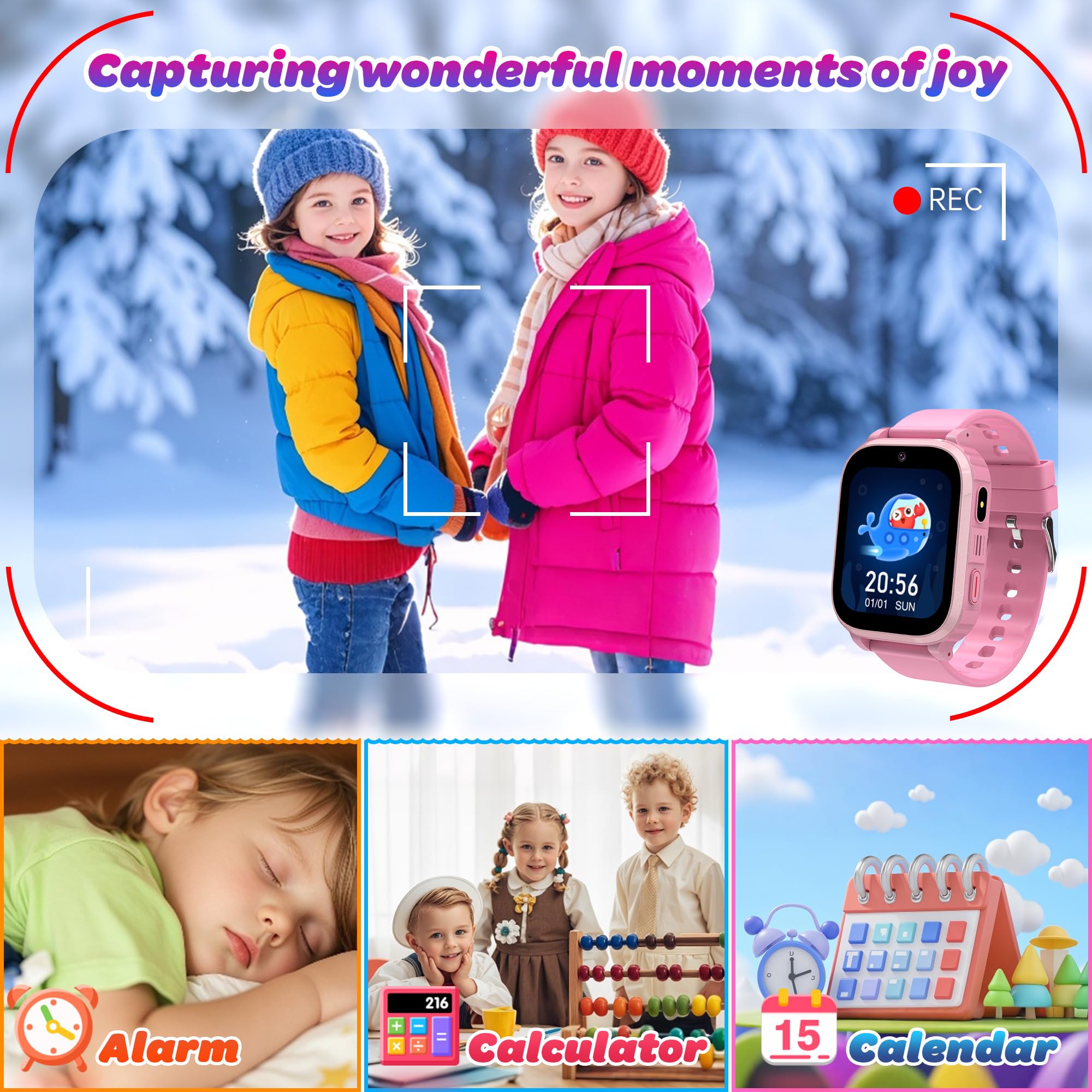 4G Smartwatch Bambini con GPS Videochiamate SOS Regalo Ragazzo Ragazza | posizione in tempo reale, chat familiare, modalità scuola, giochi, sveglia, telefono, sim, ip68, natale e compleanno