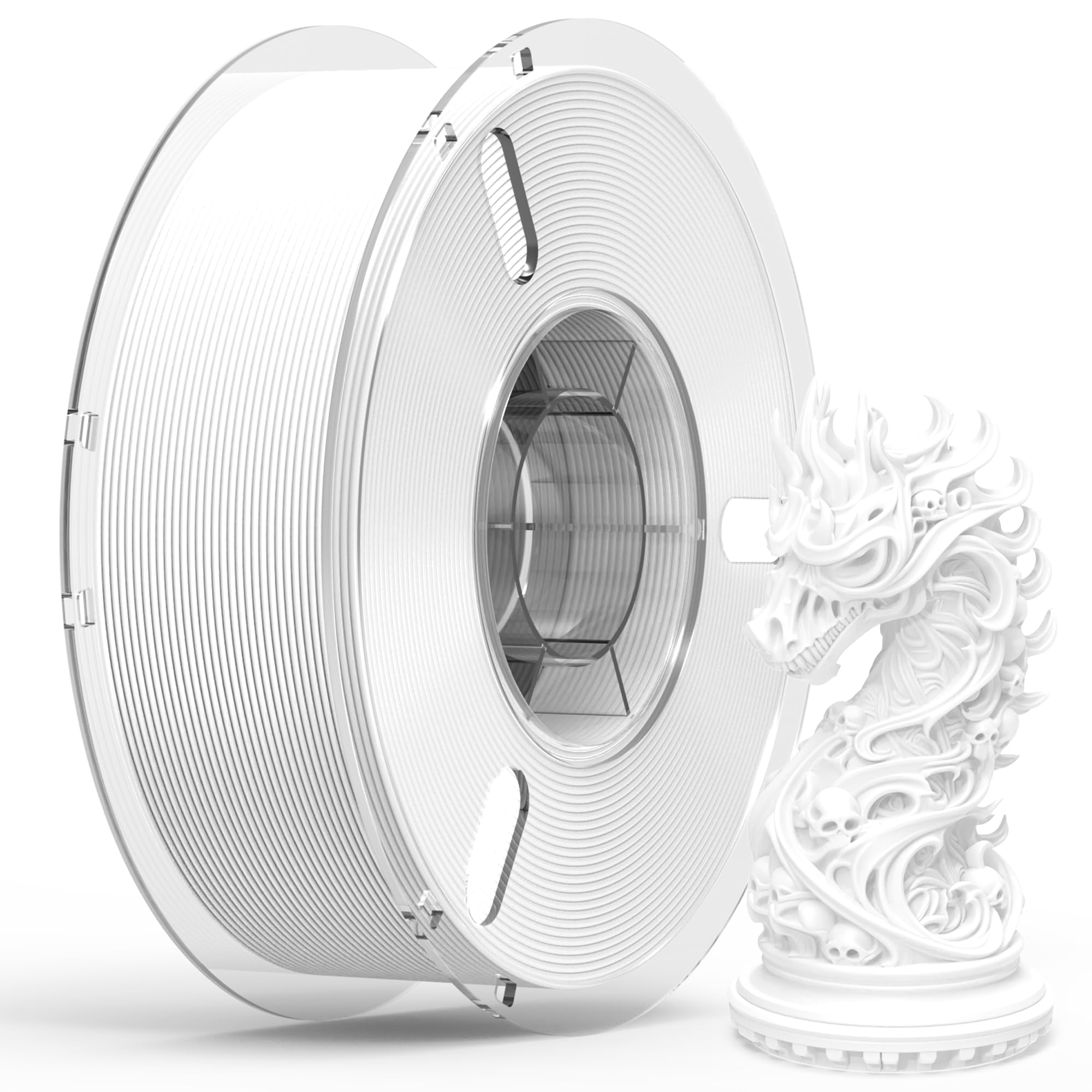 RAMBERY 3D Printer Filament Bundle White PLA Filament Toughness Upgraded 3D Printing Filament, 1.75mm 1kg(2.2lb), PLA+ White