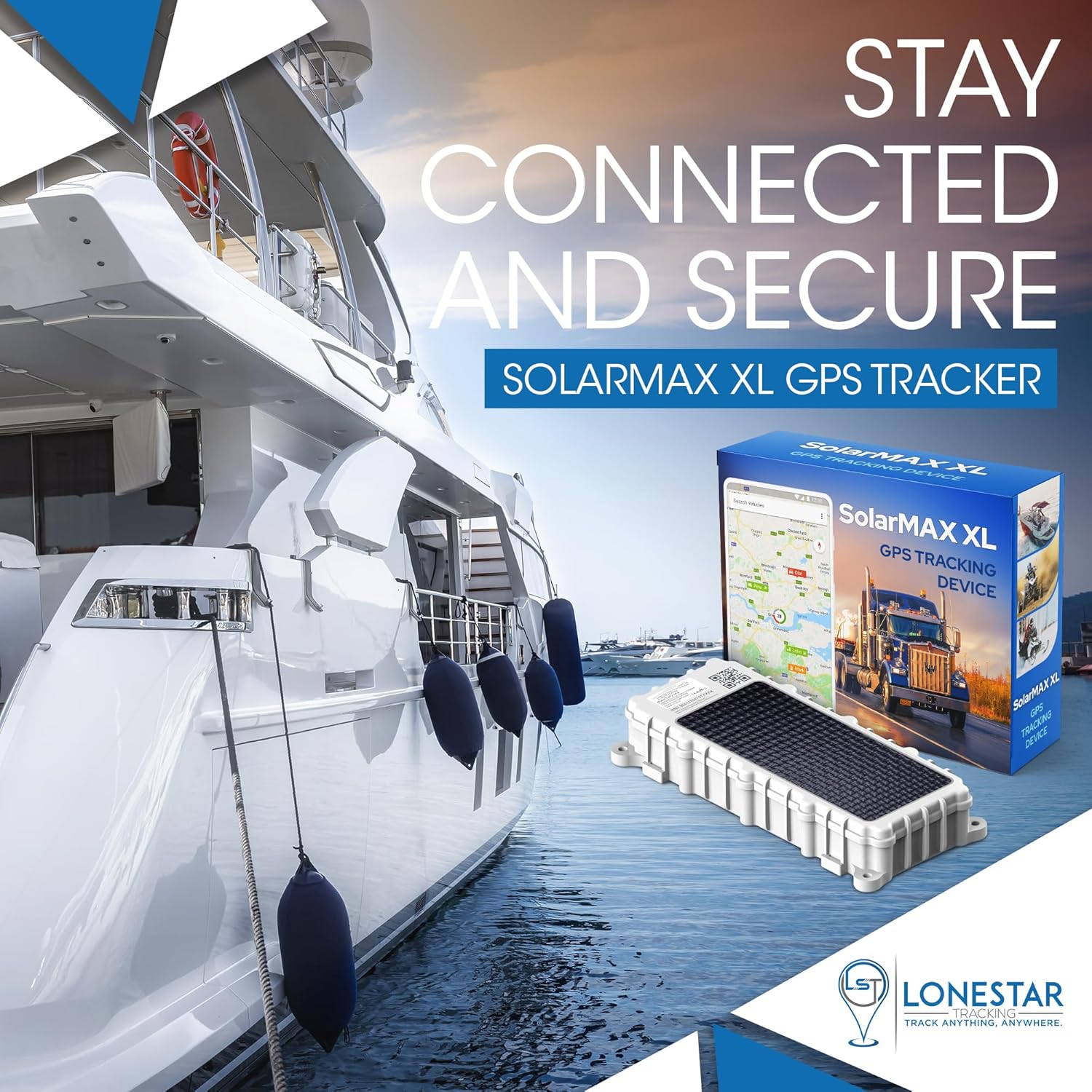 LoneStar Tracking Solar GPS Tracker for Vehicles - SolarMAX XL, 5G Cat-M1, Rugged, Waterproof, BLE Enabled, Real-Time Tracking, Long Battery Life, Anti-Loss, Asset Locator (Low Cost Subscription Plan)